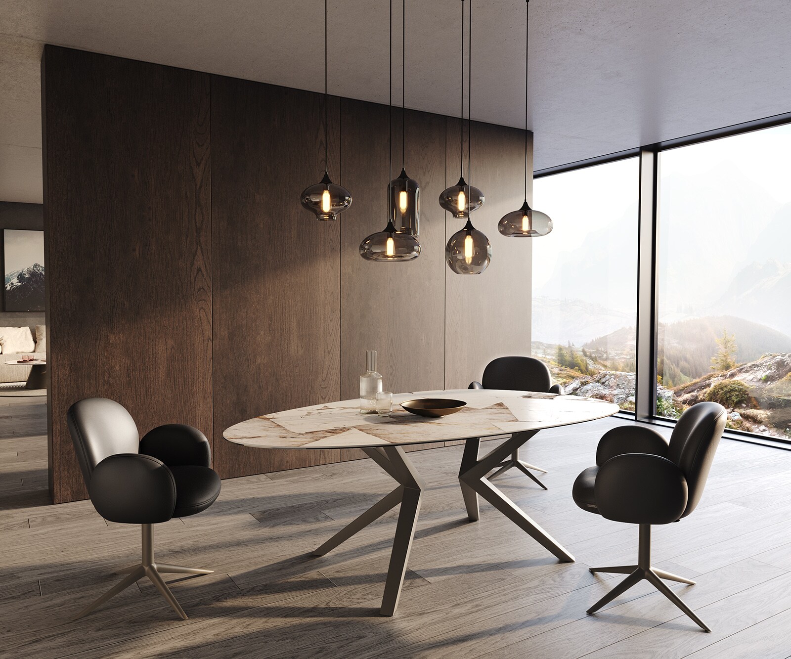 Stół do jadalni Edge owalny 220x120cm ceramika Iris FMG Patagonia Lappato rama Zenthara metal kolor tytanowy 5