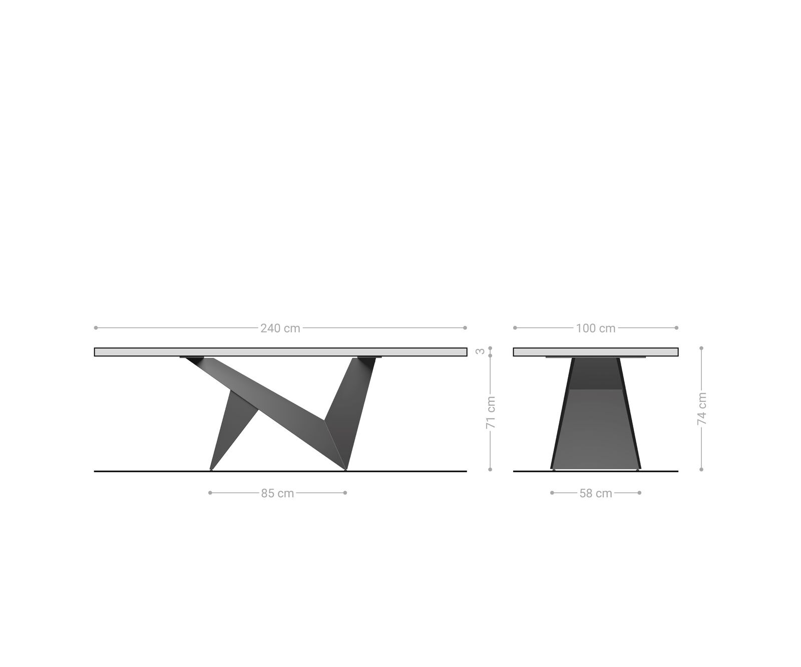 Stół do jadalni Edge 240x100 cm akacja naturalna rama Origami metaliczny złoty live-edge 6