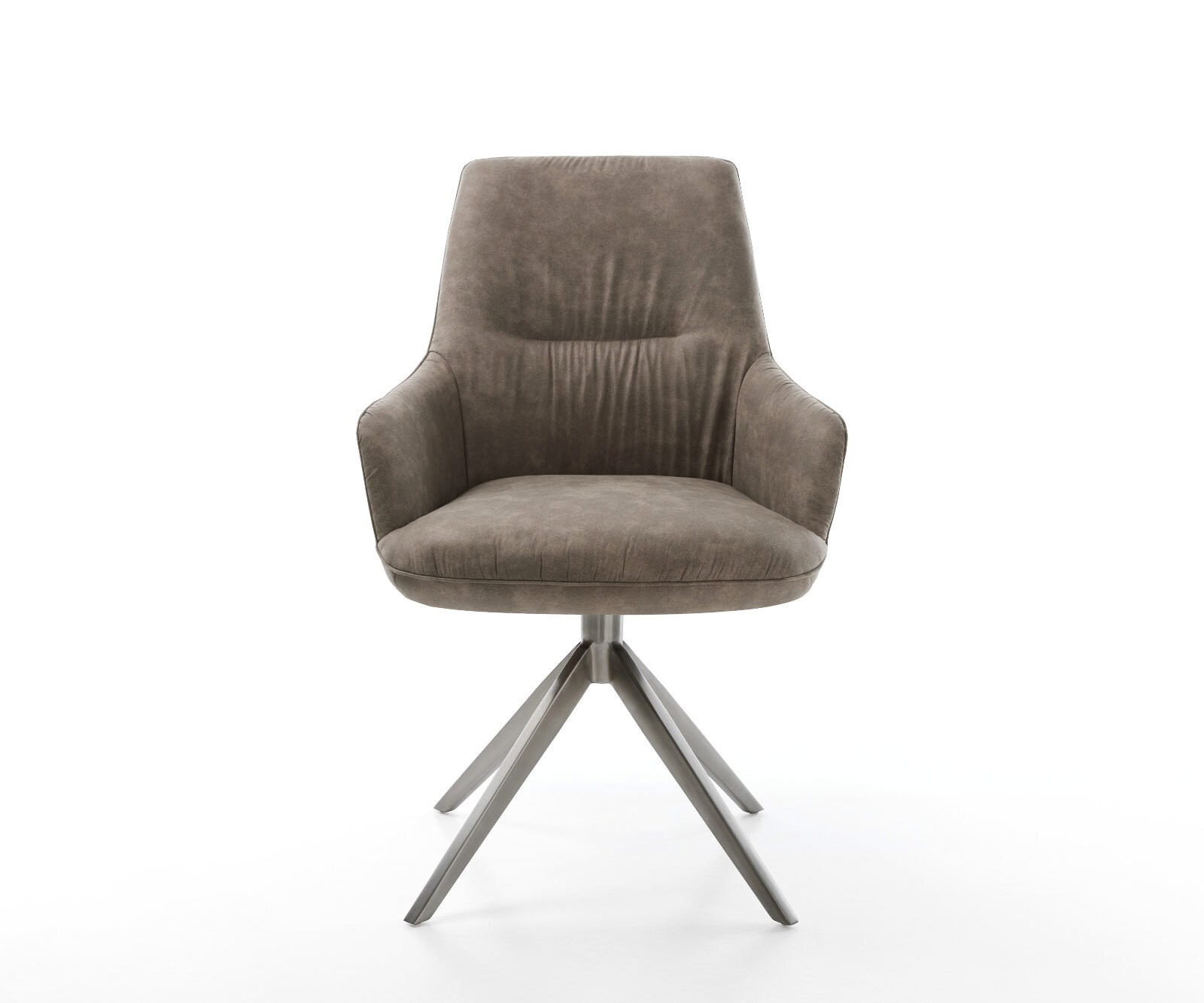 Krzesło do jadalni Zelia-Flex z podłokietnikami mikrofibra szaro-brązowa vintage rama krzyżowa szeroka grafit obracane o 360° funkcja kołyski ze sprężynami kieszeniowymi 1
