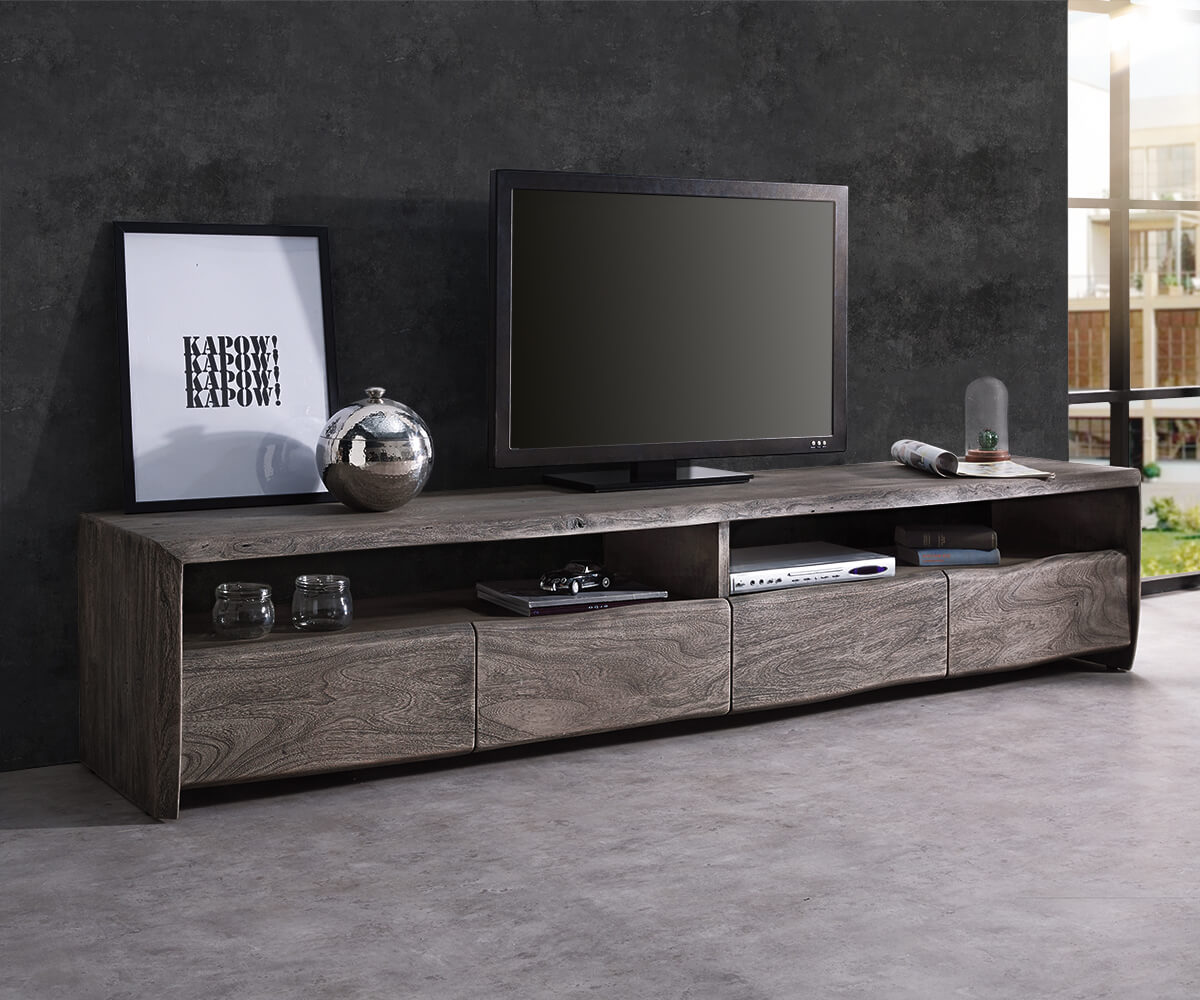 Szafka RTV Live-Edge 230 cm akacja naturalna 4 szuflady 1