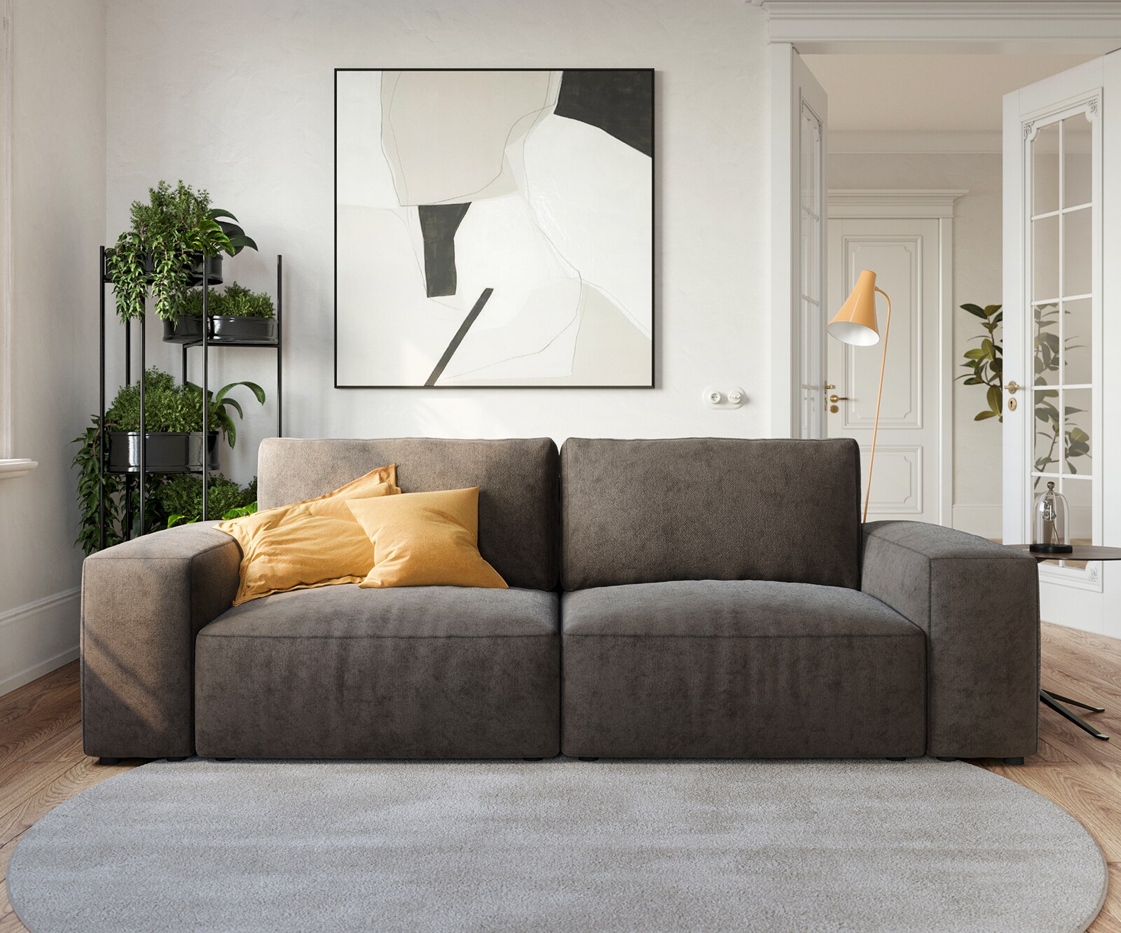 Duża sofa Lanzo L 250x105 cm mikrofibra khaki brązowa 2