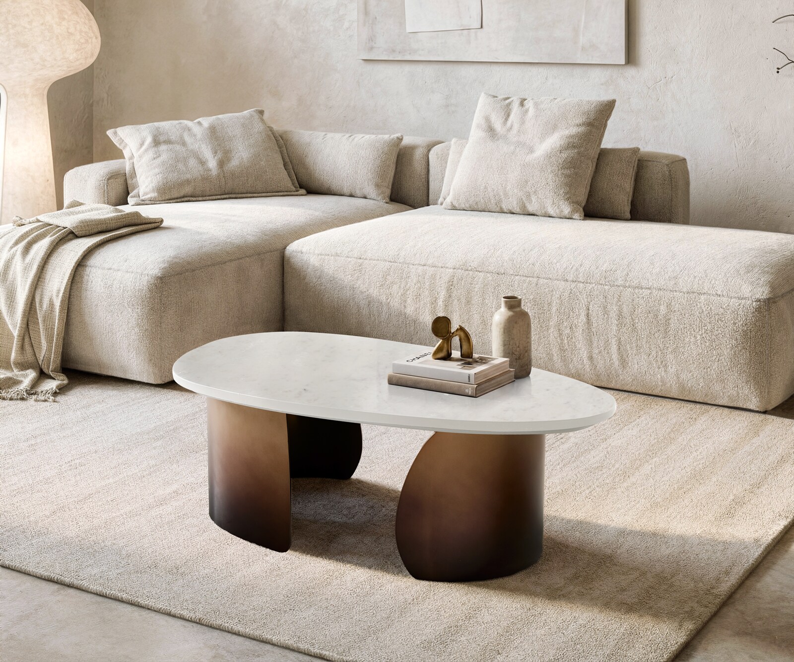 Stolik kawowy Marvello stolik kawowy 100x50 cm marmur White metal Gold Fusion Finish 1