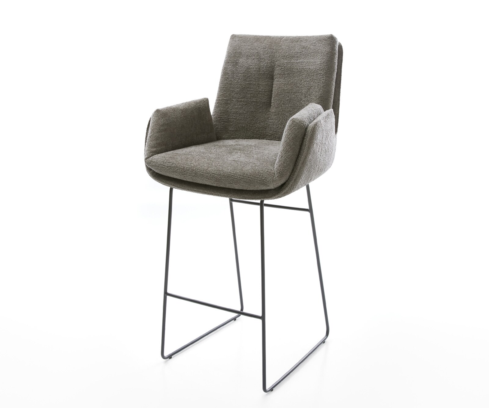 Hoker Clea-Flex bouclé kolor ziemisty rama trapezowa metal czarny