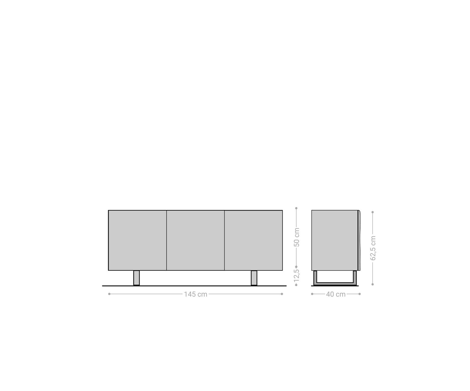 Komoda New Live-Edge 145 cm akacja naturalna 3 drzwi nóżki płozowe szczotkowana stal nierdzewna 6