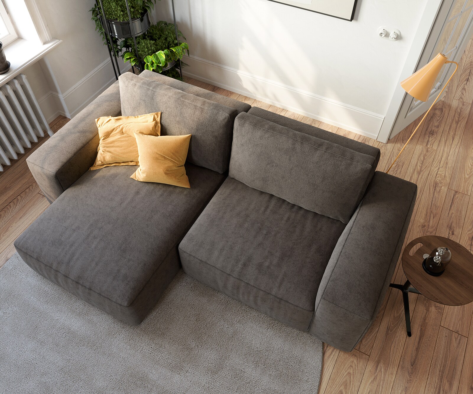 Sofa narożna Lanzo L 260x160 cm mikrofibra khaki brązowa szezlong z możliwością obustronnego montażu 5