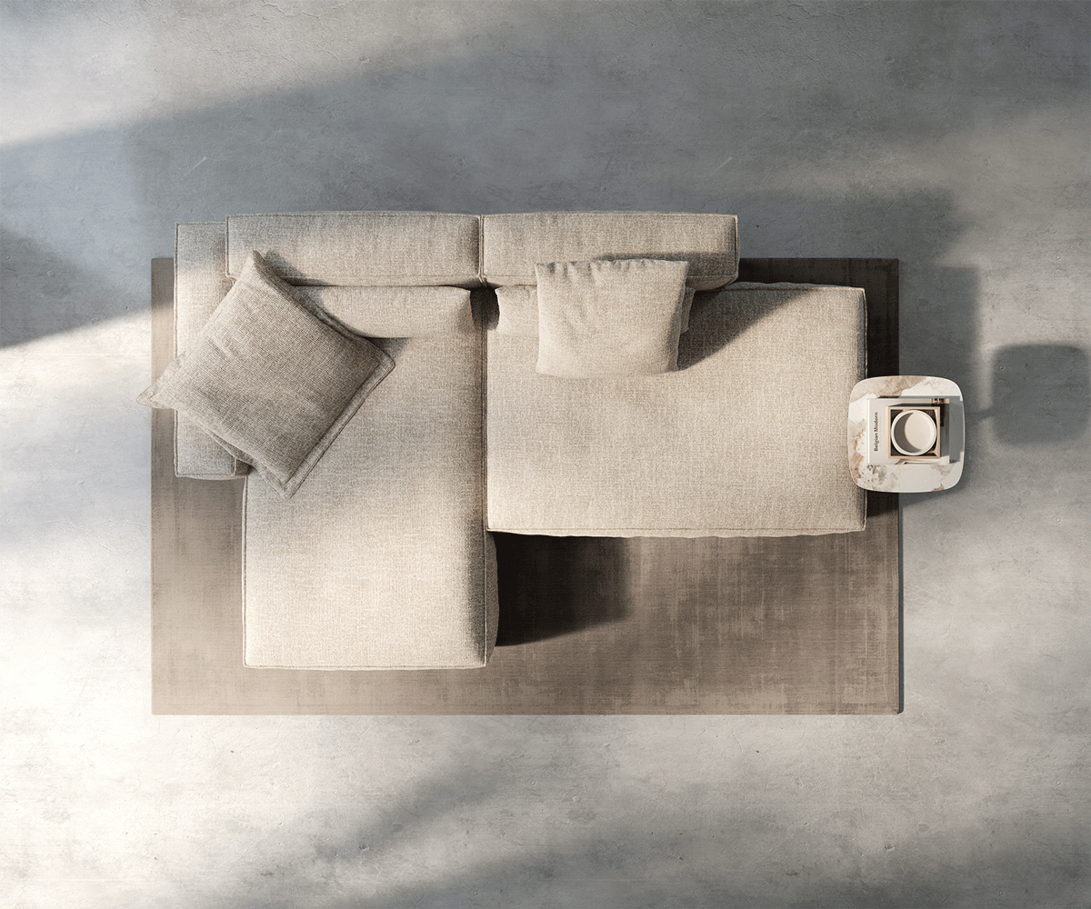 Sofa narożna Freestyle 310x200 cm miękka tkanina beżowa z lamówką 5