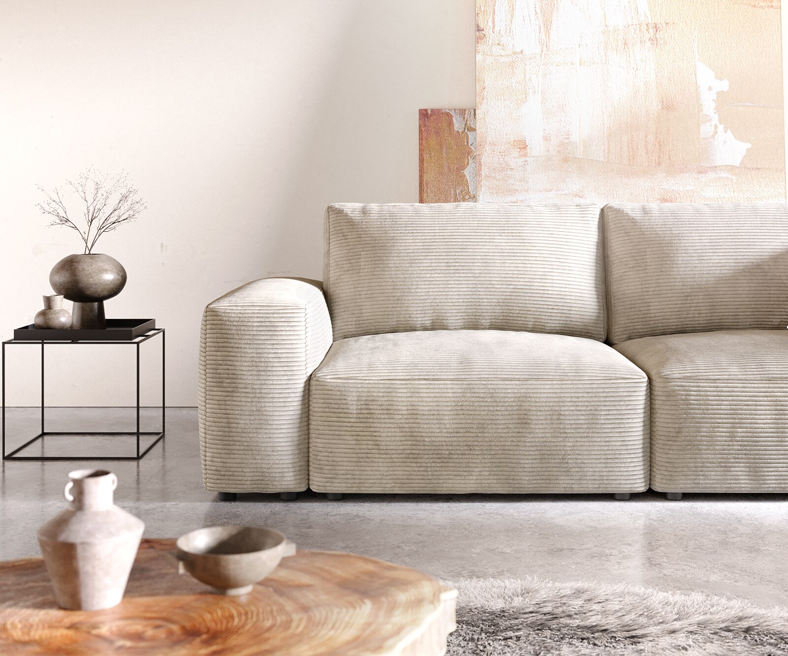 Sofa Lanzo 230x95 cm sztruks beżowy 4