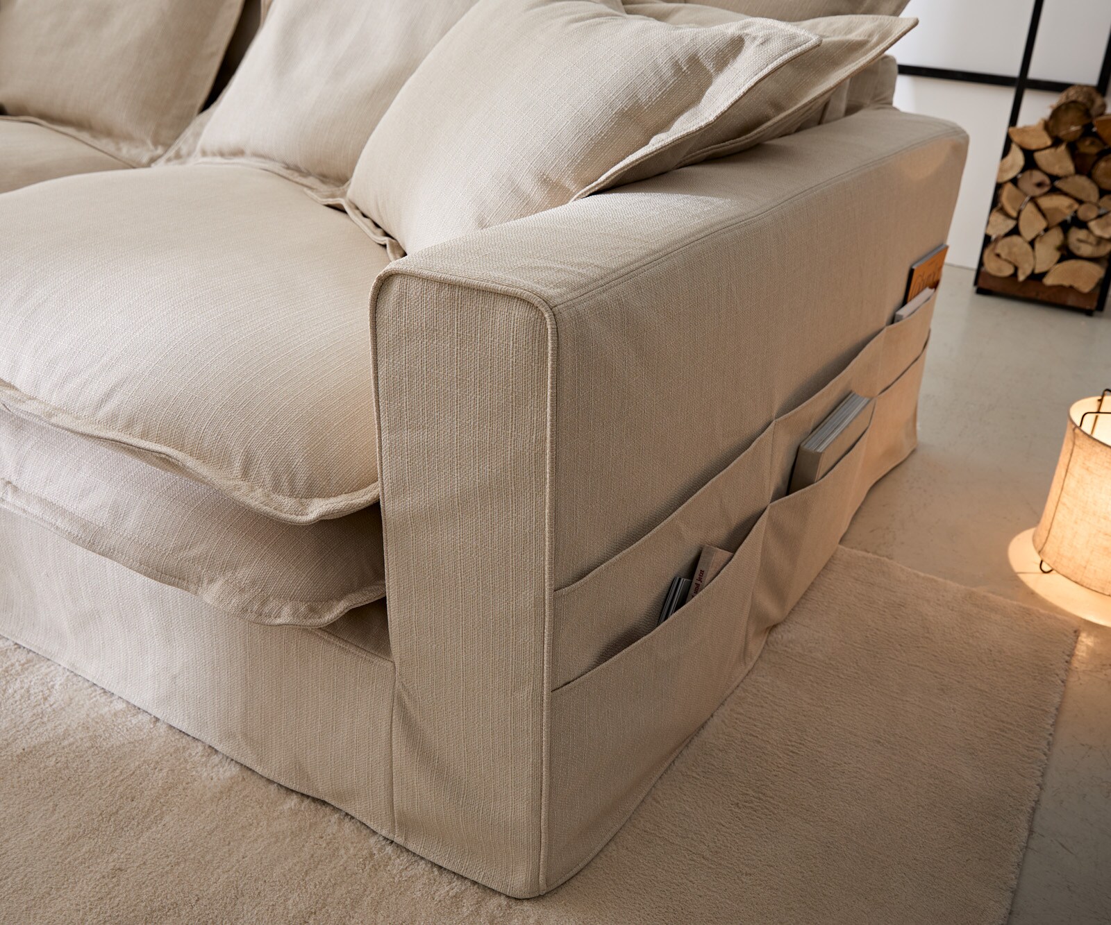 Sofa Noelia 240x145 cm kolor kości słoniowej z poduszkami 4