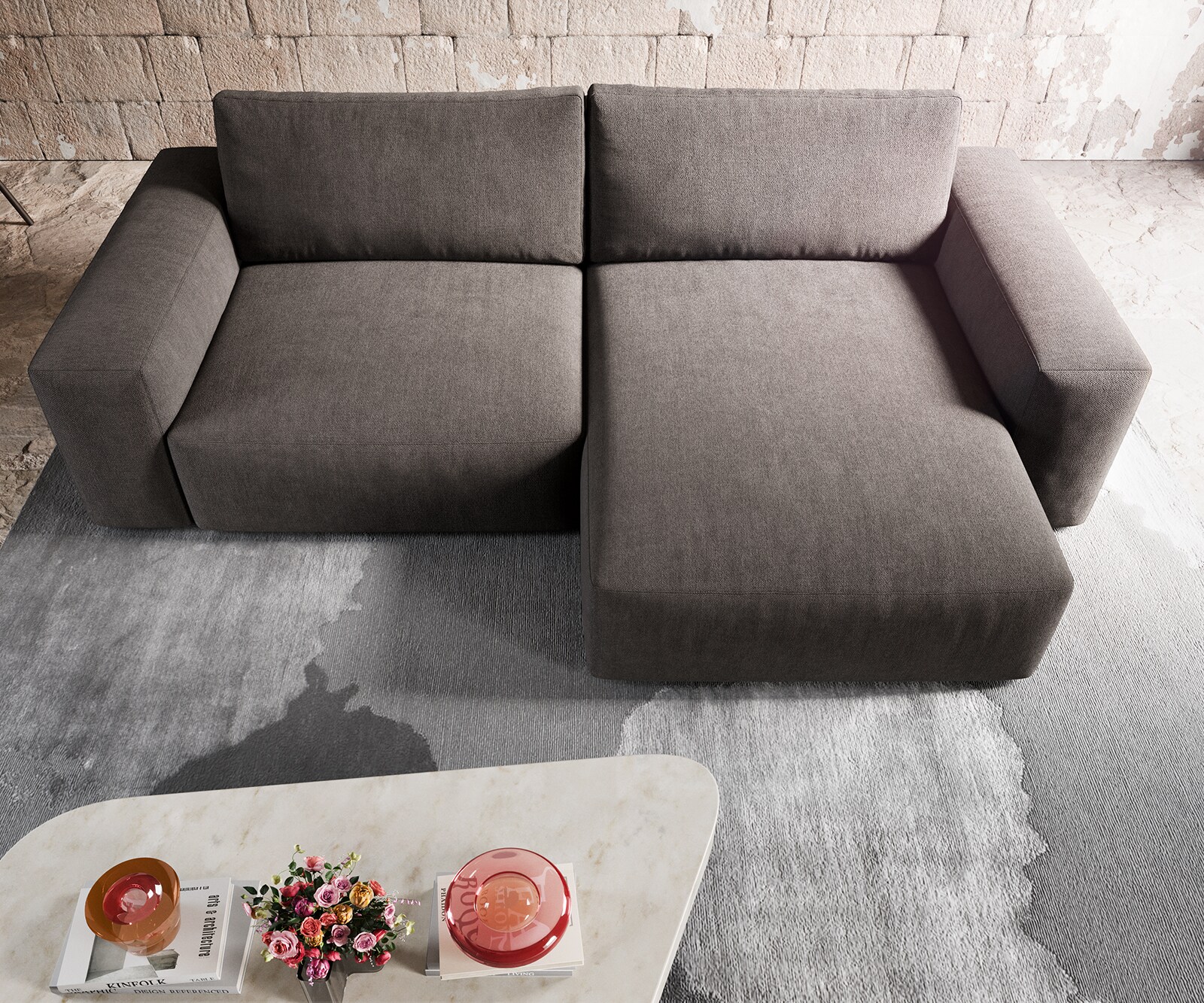Sofa narożna Lanzo XL 270x180cm mikrofibra brąz khaki szezlong z możliwością zmiennego ustawienia 3
