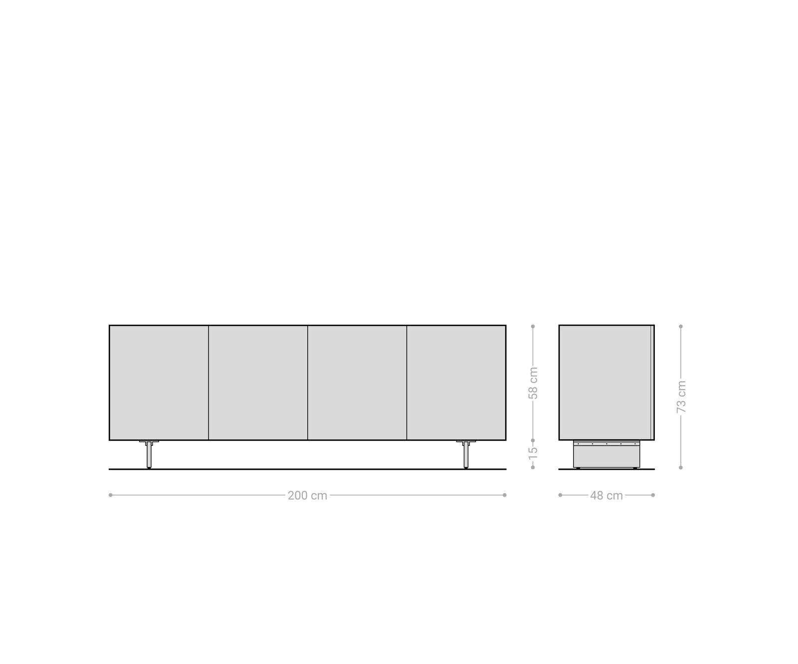 Komoda Ashara 200 cm dąb naturalny efekt 3D 4 drzwi nóżki akrylowe 6