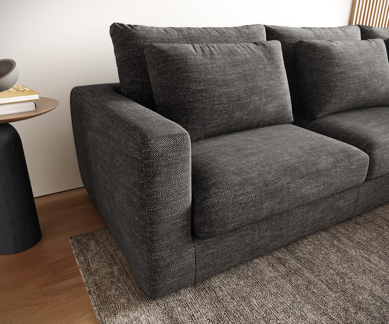 Sofa narożna Isla 330x225cm szenil antracyt szezlong prawy 5