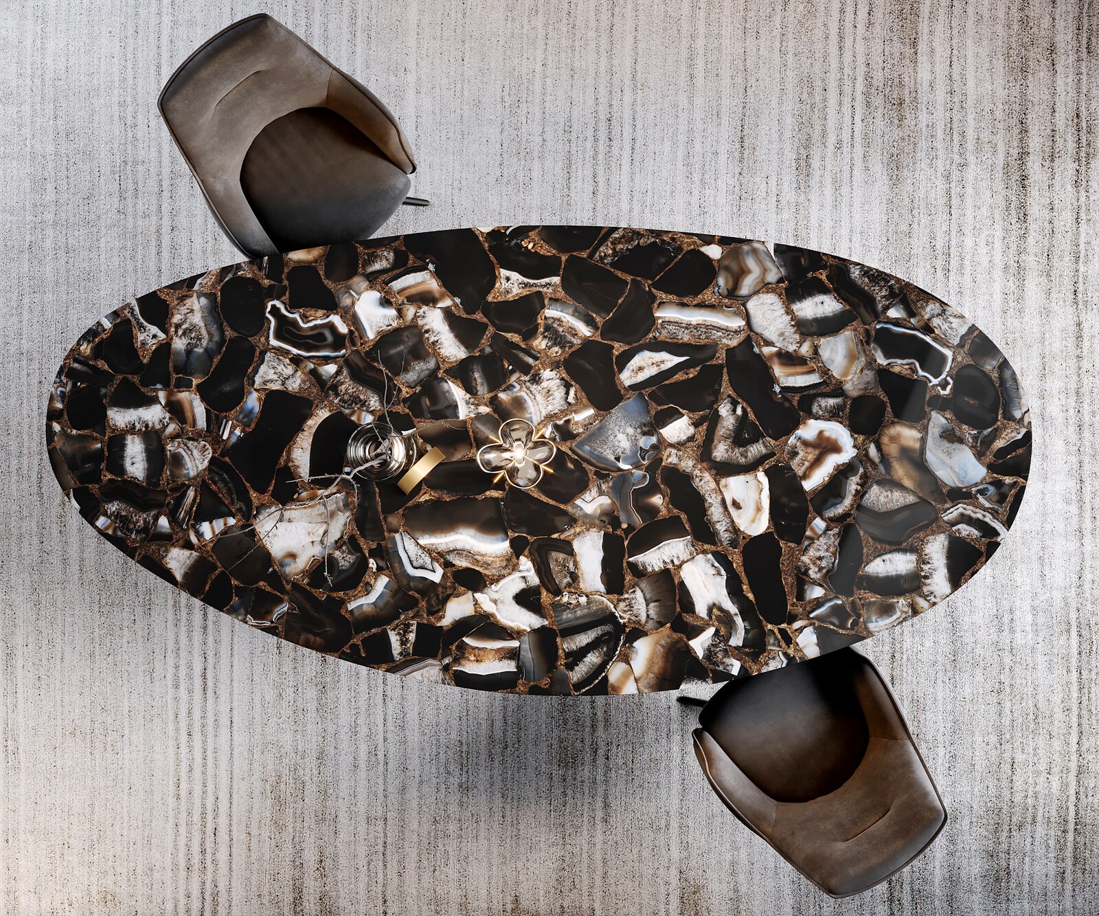 Stół do jadalni Edge owalny 280x130cm ceramika Iris FMG Agatablack rama Zenthara metal czarny 7