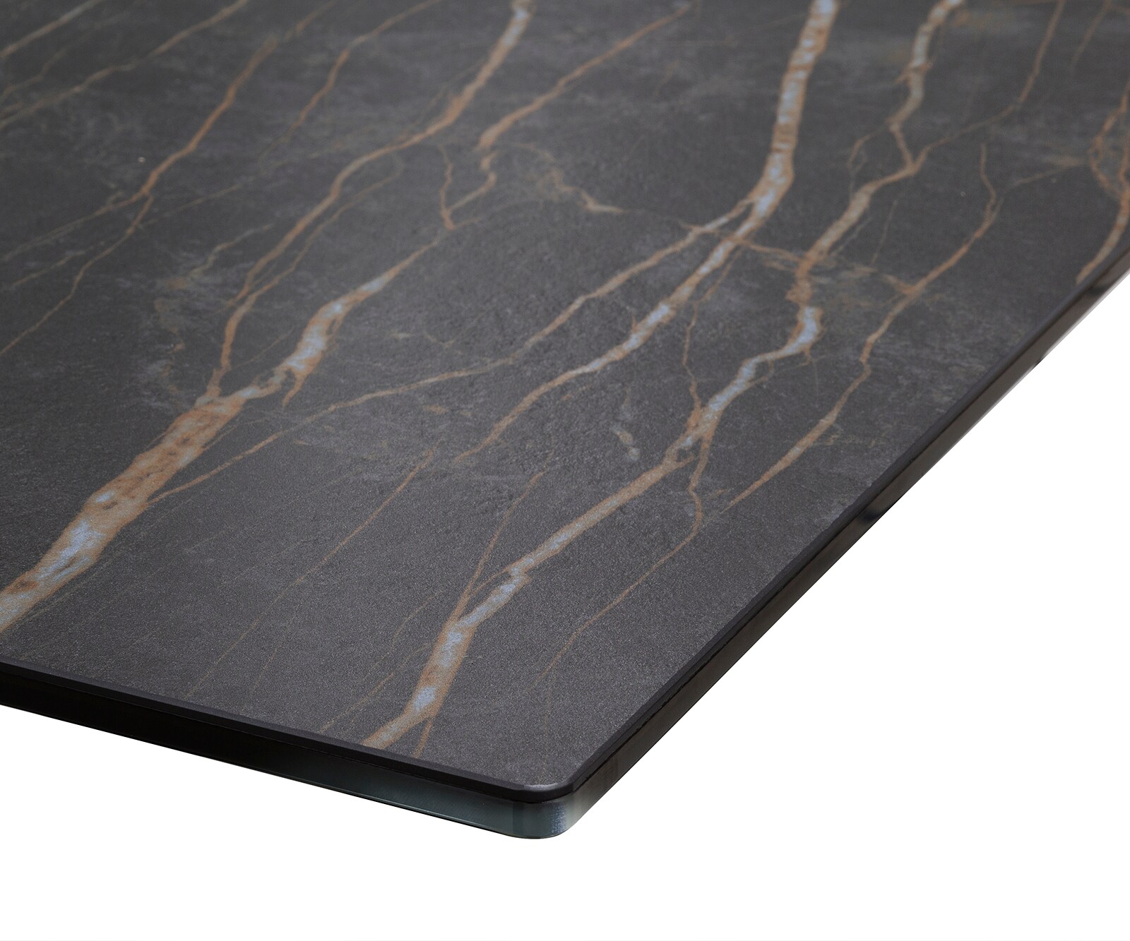 Stół do jadalni Edge 200-300x100 cm ceramika Laminam® Noir Desir brązowy rama W kolor tytanowy rozkładany 3