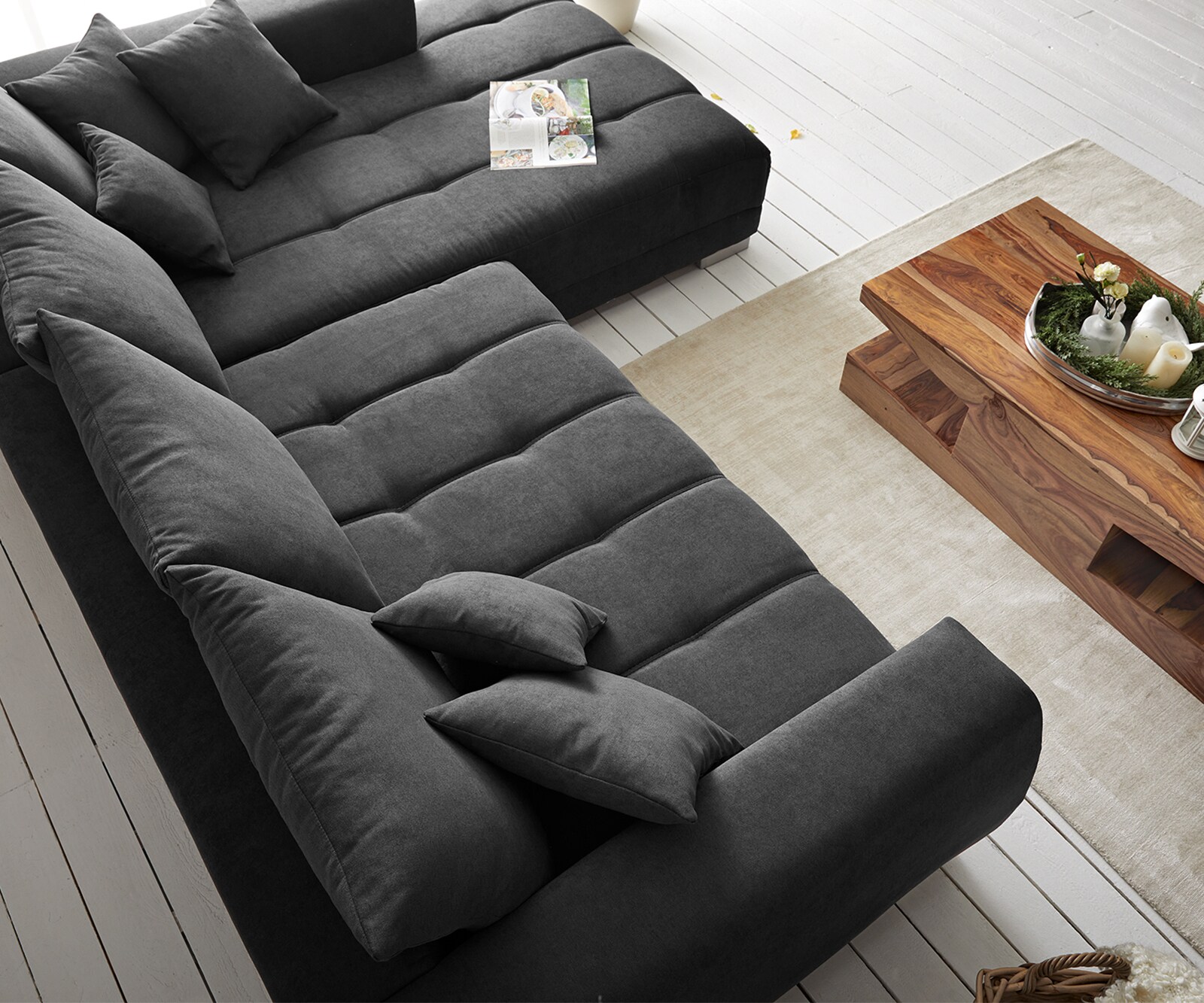 Sofa narożna Josea 300x220 cm mikrofibra czarna szezlong prawy 5