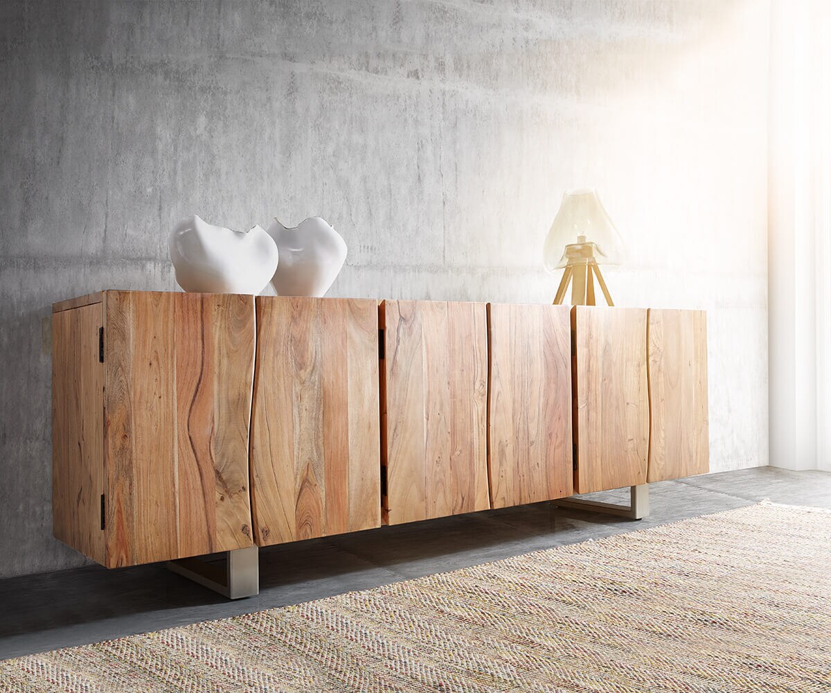 Komoda Live-Edge 220 cm akacja naturalna 6 drzwi