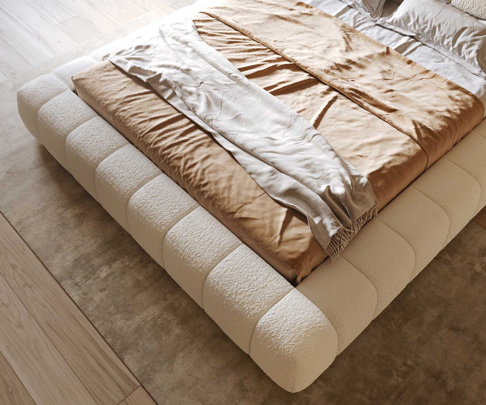 Rama łóżka tapicerowanego Cutio 180x200 cm bouclé kremowo-biały 5