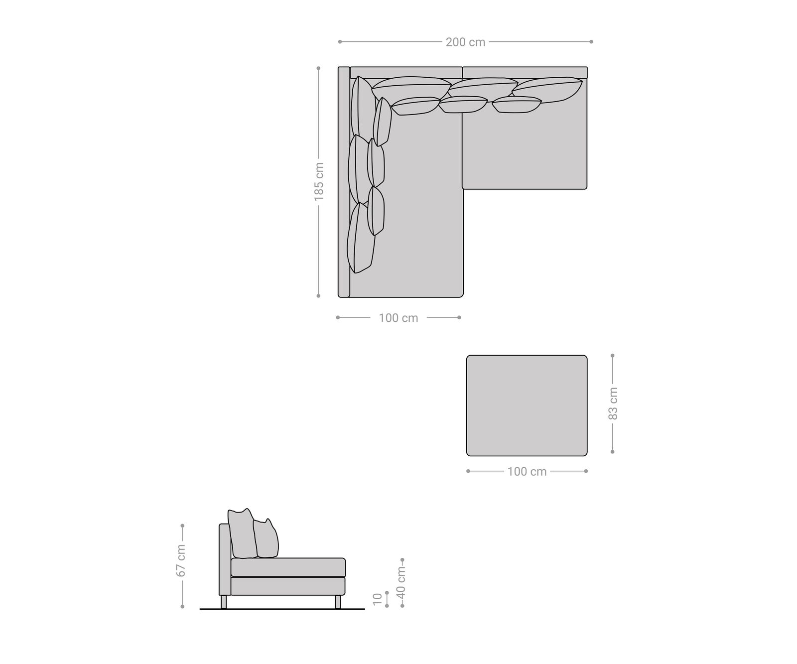 Sofa narożna Clovis brązowy antyczny sofa modułowa z pufem szezlong lewy 6