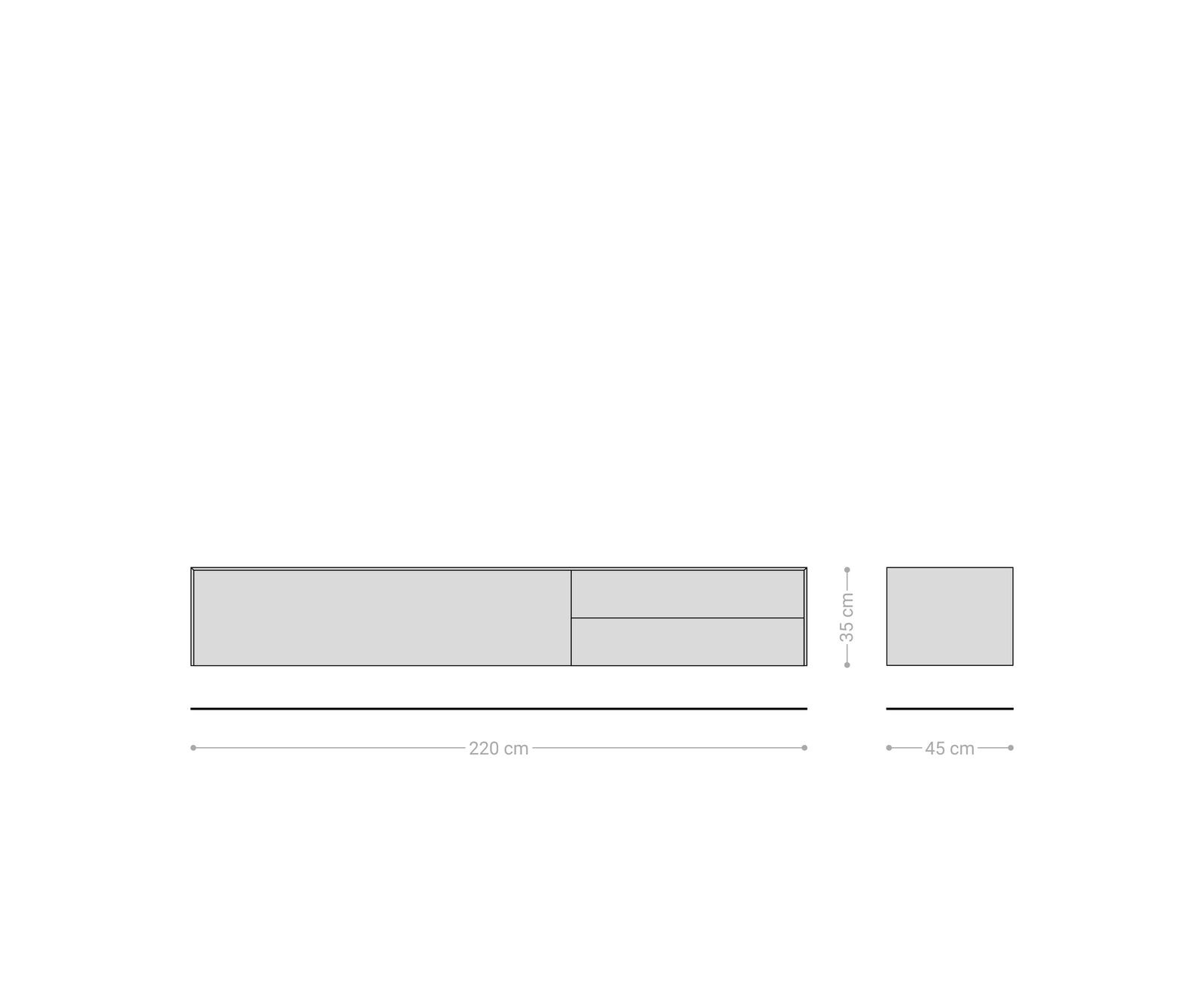 Szafka RTV Cuor 220 cm ceramika Laminam® Travertino Bianco kremowo-biała 1 klapa 2 szuflady podwieszana 7