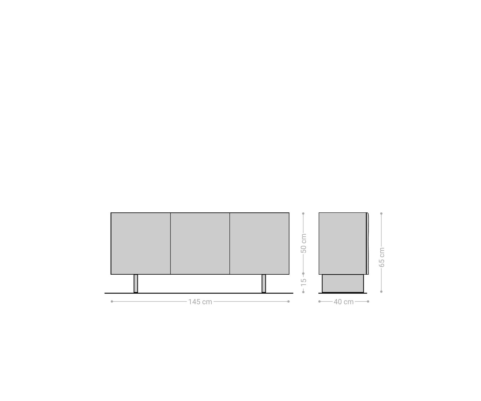 Komoda New Live-Edge 145 cm akacja naturalna 3 drzwi nóżki akrylowe 6