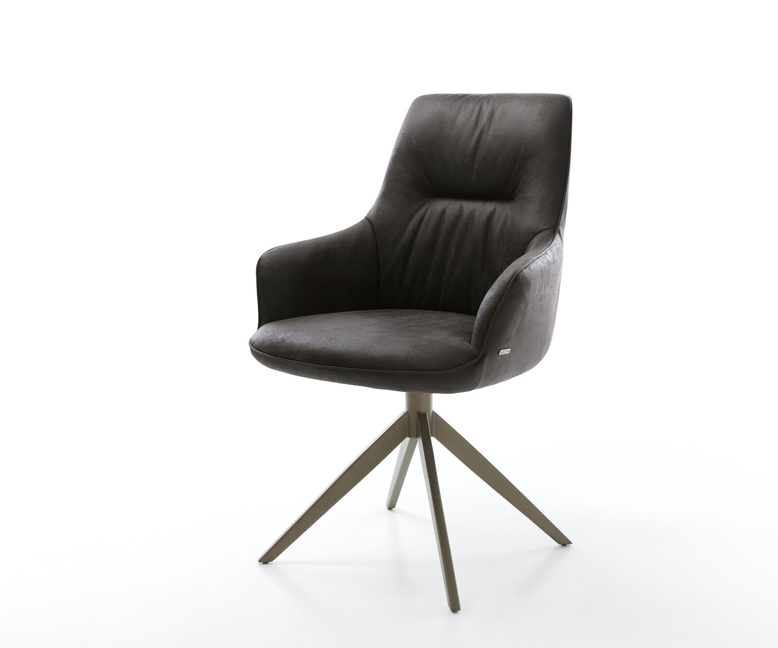Krzesło Zelia-Flex z podłokietnikami mikrofibra antracytowy vintage podstawa krzyżowa szeroka metal w kolorze tytanu obracane o 360° funkcja kołyski sprężyny kieszeniowe 1