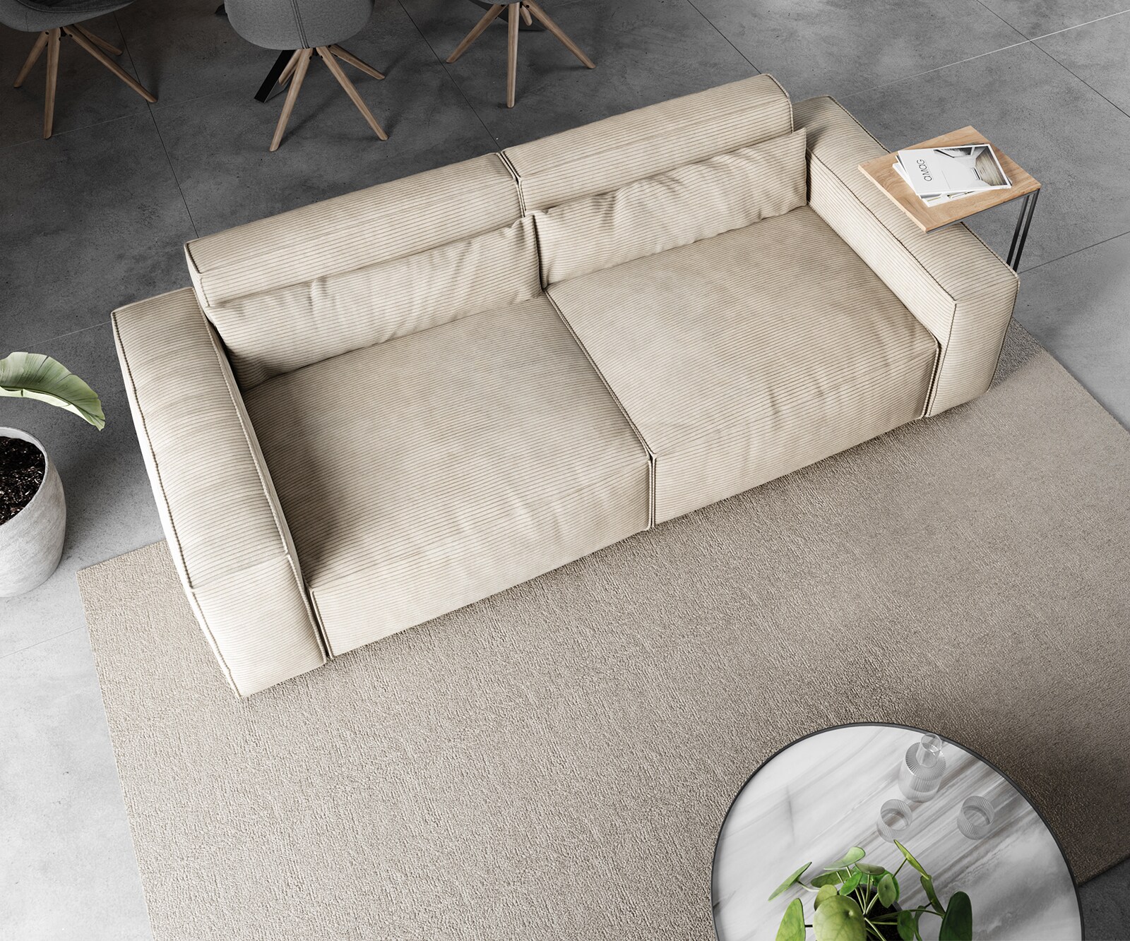 Duża sofa Sirpio 230x95 cm sztruks beżowy 4