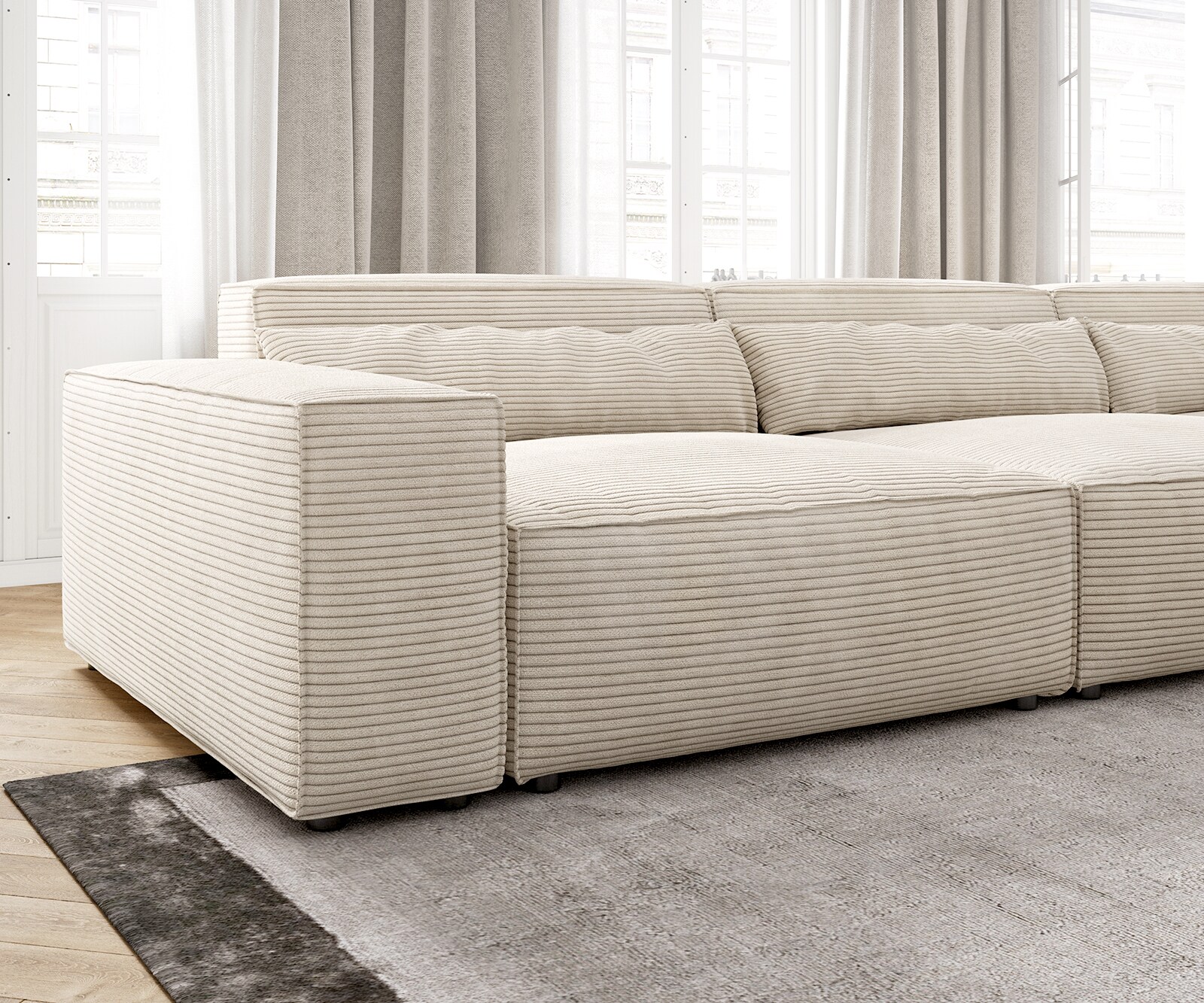Sofa narożna Sirpio XL 370x170cm sztruks beżowy szezlong z możliwością zmiennego ustawienia 3