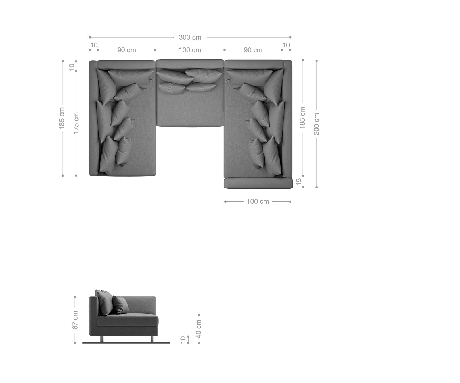 Zestaw wypoczynkowy Clovis biało-czarna z podłokietnikiem 8