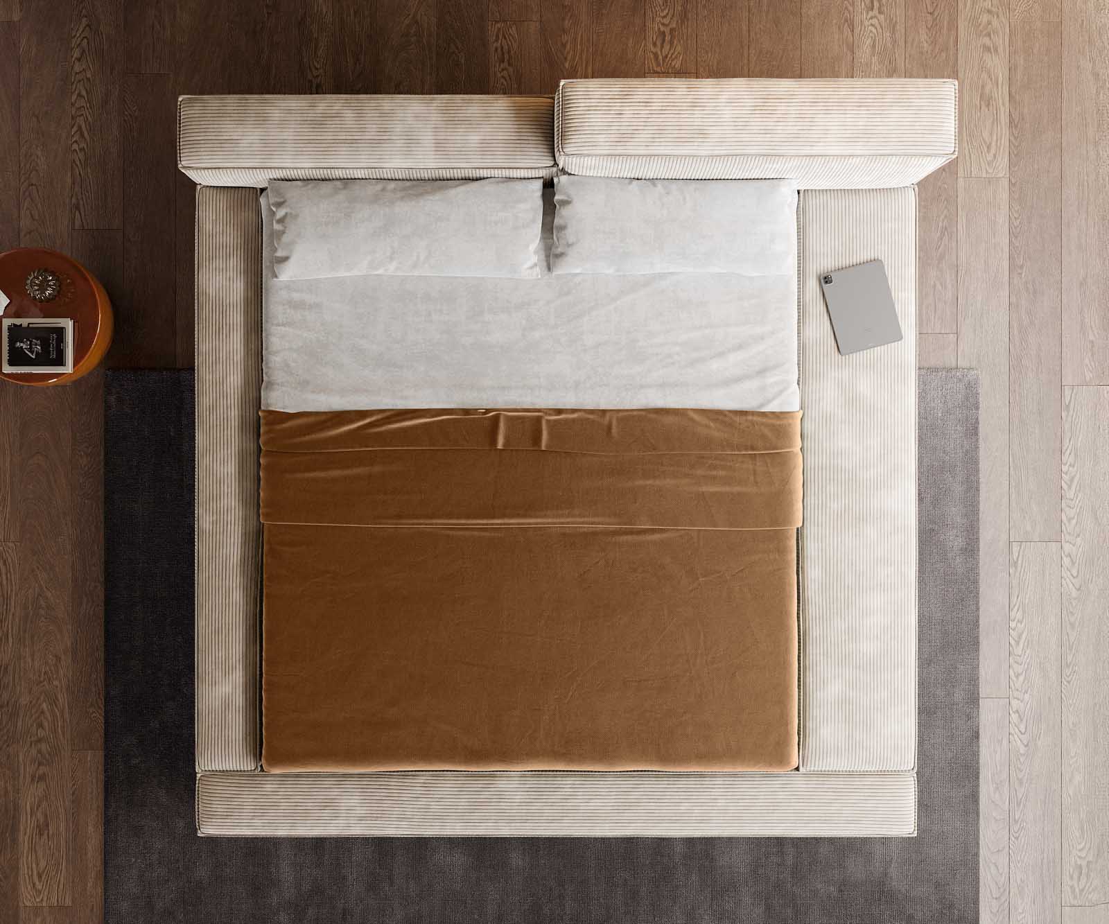 Rama łóżka tapicerowanego Kalinea 180x200 cm sztruks beżowy 4