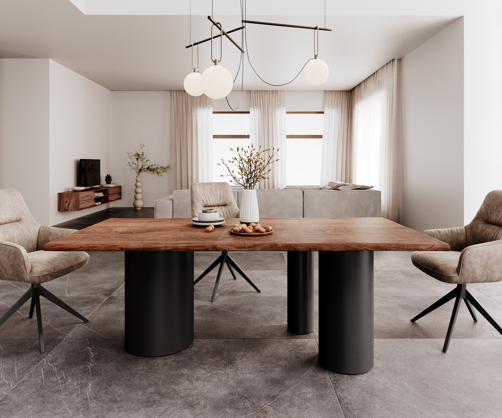 Stół do jadalni Edge 200x100 cm akacja brązowa rama Troa metal czarny 2