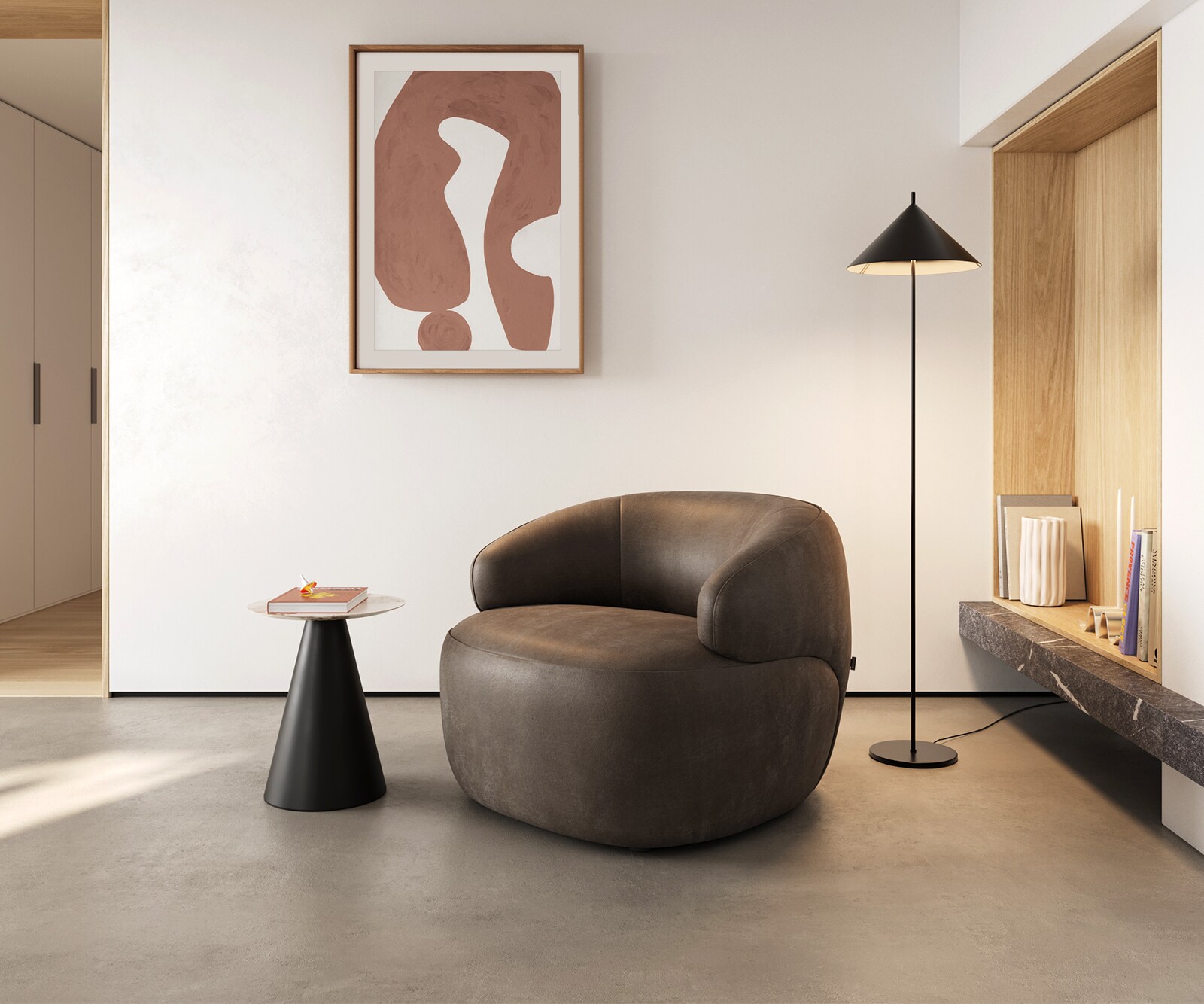 Fotel wypoczynkowy Nova 88x88cm mikrofibra szaro-brązowa vintage