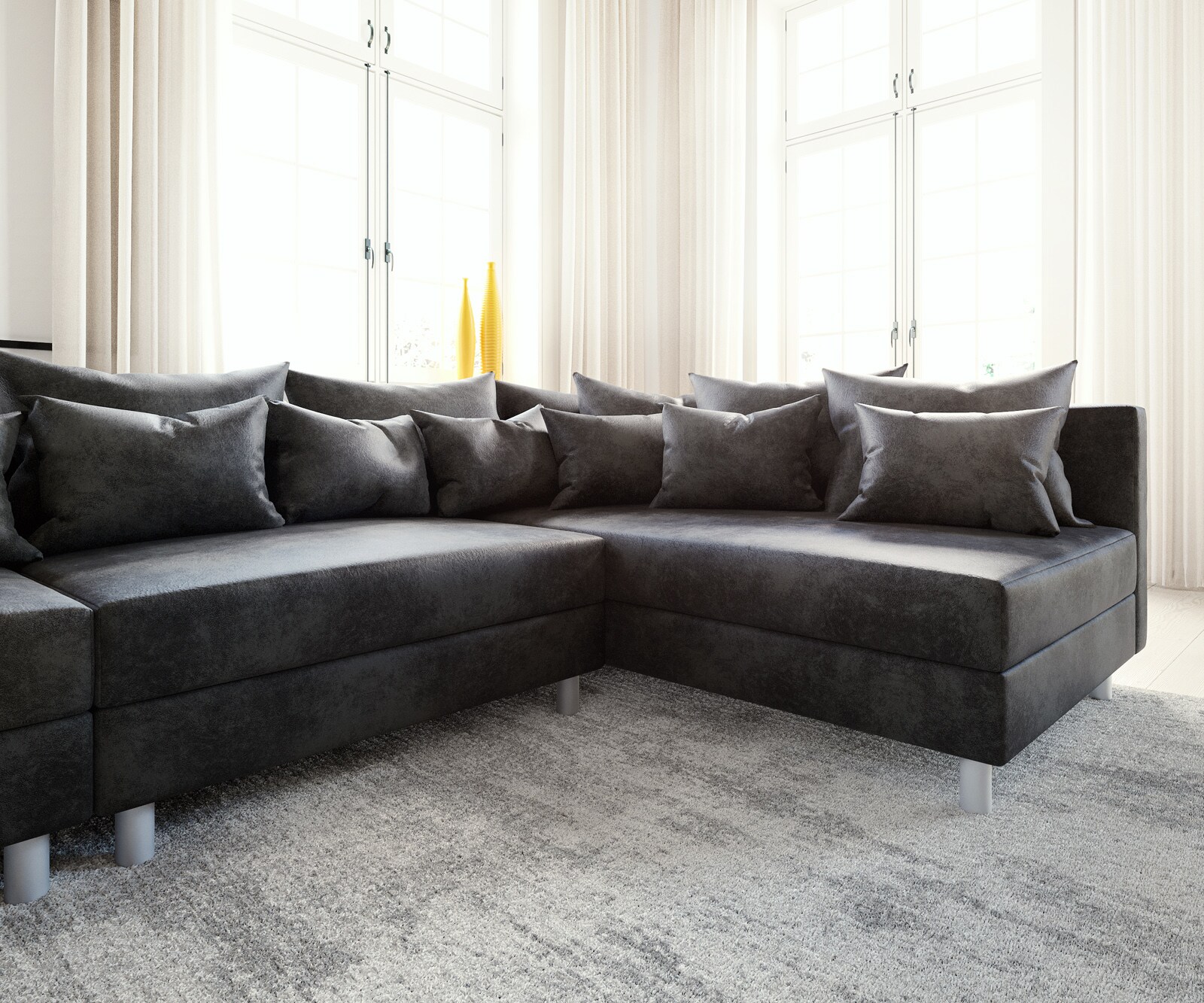 Zestaw wypoczynkowy Clovis XL antracyt antyczny sofa modułowa 4