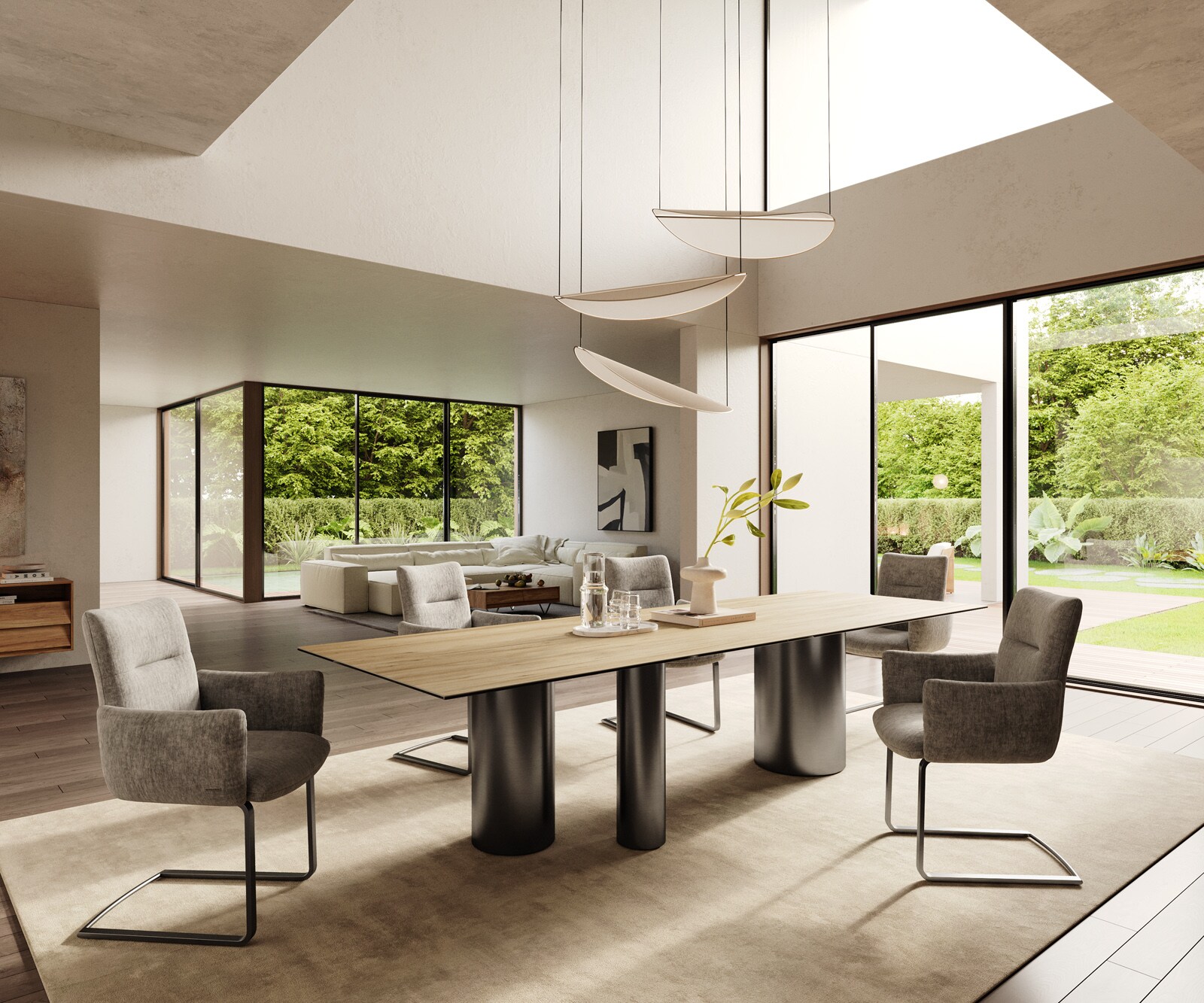 Stół do jadalni Edge 300x100cm ceramika Laminam® Sabbia kolor dębu rama Troa stal nierdzewna grafit 7