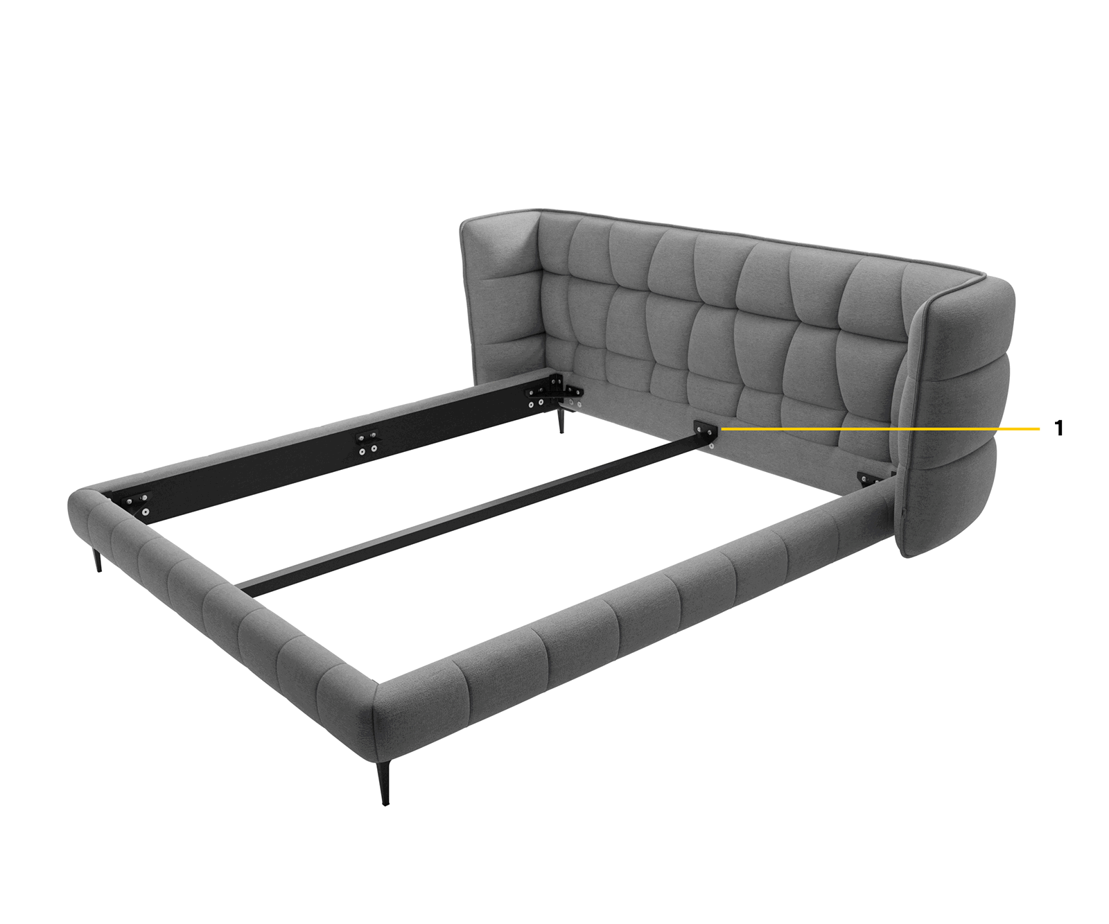 Rama łóżka tapicerowanego Capujo 180x200 cm mikrofibra szaro-brązowa vintage 5