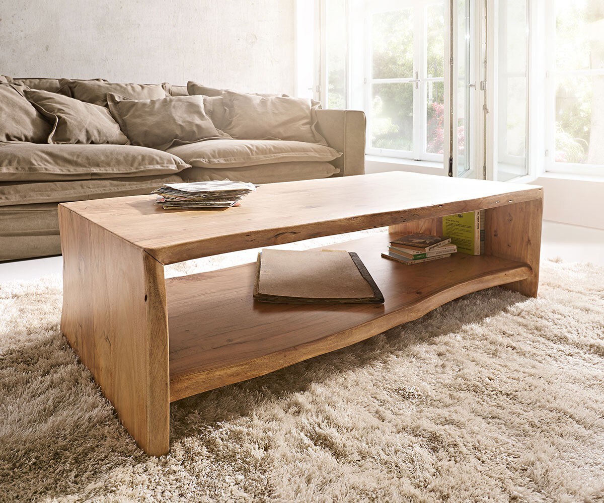 Stolik kawowy Live-Edge 130x60 cm akacja naturalna Live-Edge