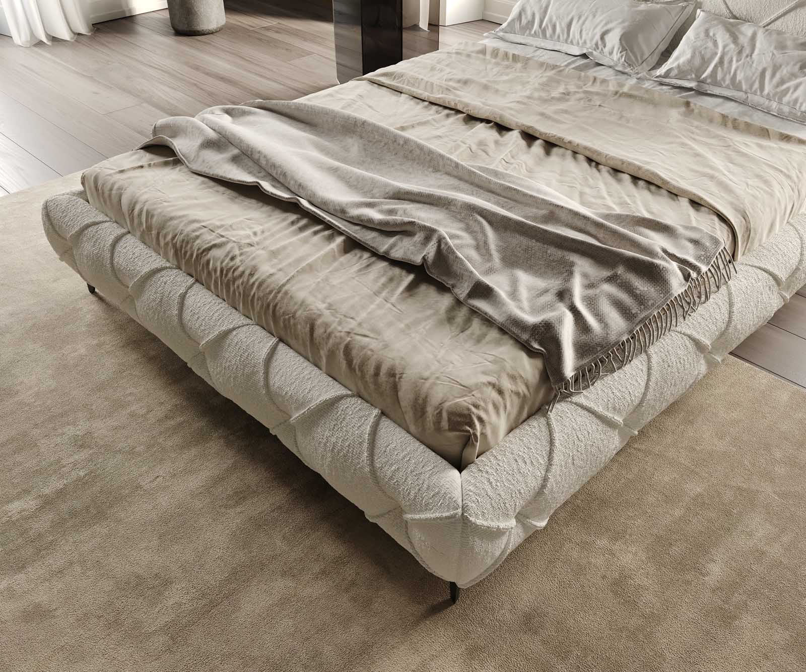 Rama łóżka tapicerowanego Nayara 140x200 cm bouclé kremowo-biały 5