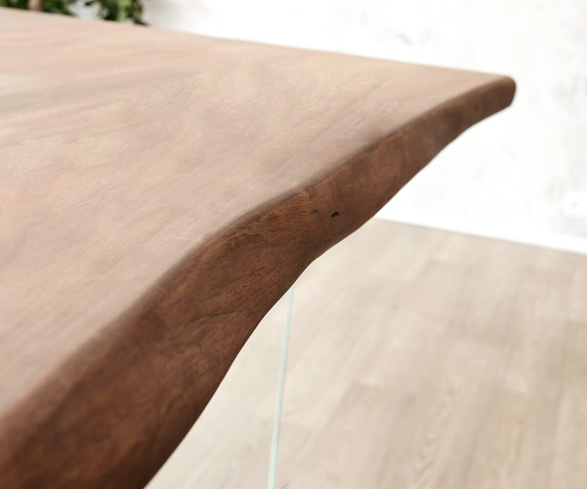 Stół do jadalni Edge 200x100 cm XL akacja brązowa szklane nogi live-edge 5