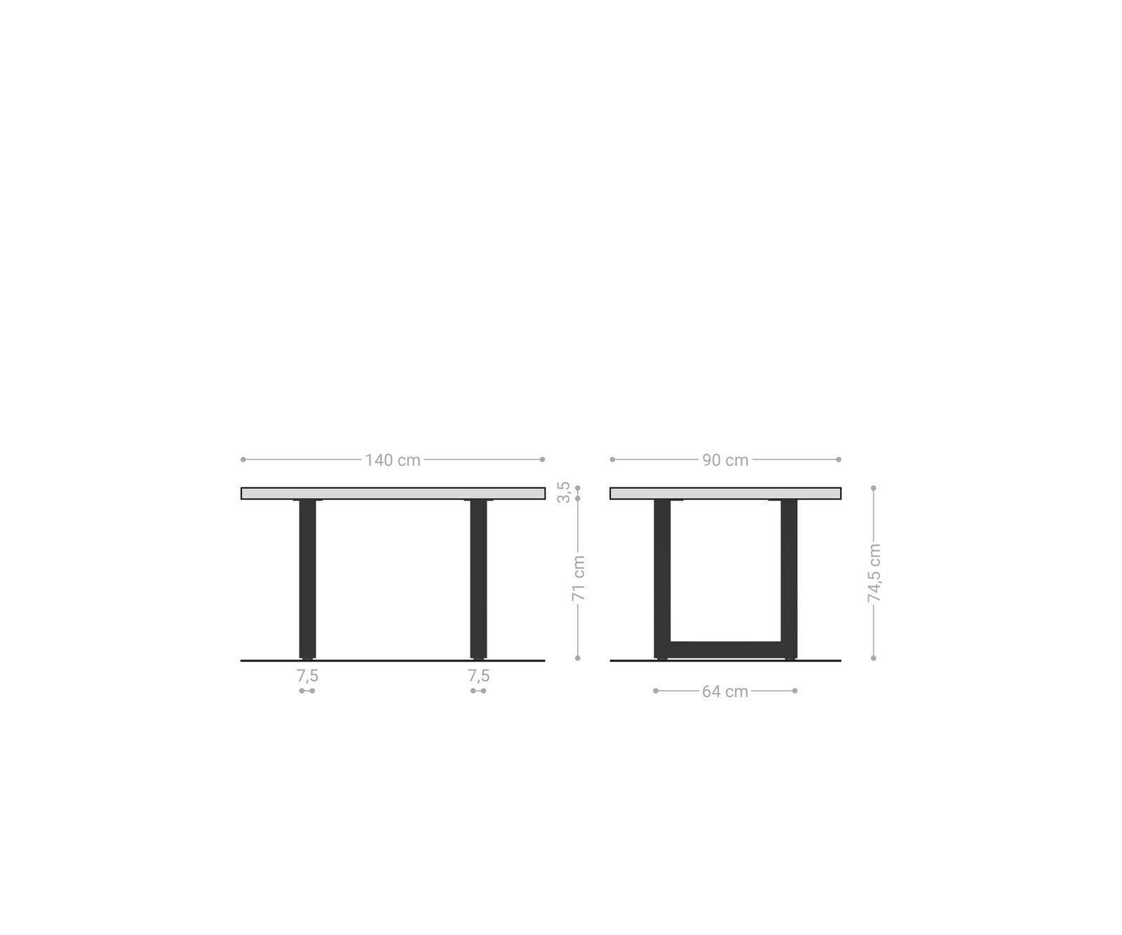 Stół do jadalni Edge 140x90cm akacja naturalna stal nierdzewna szeroka rama live-edge 6