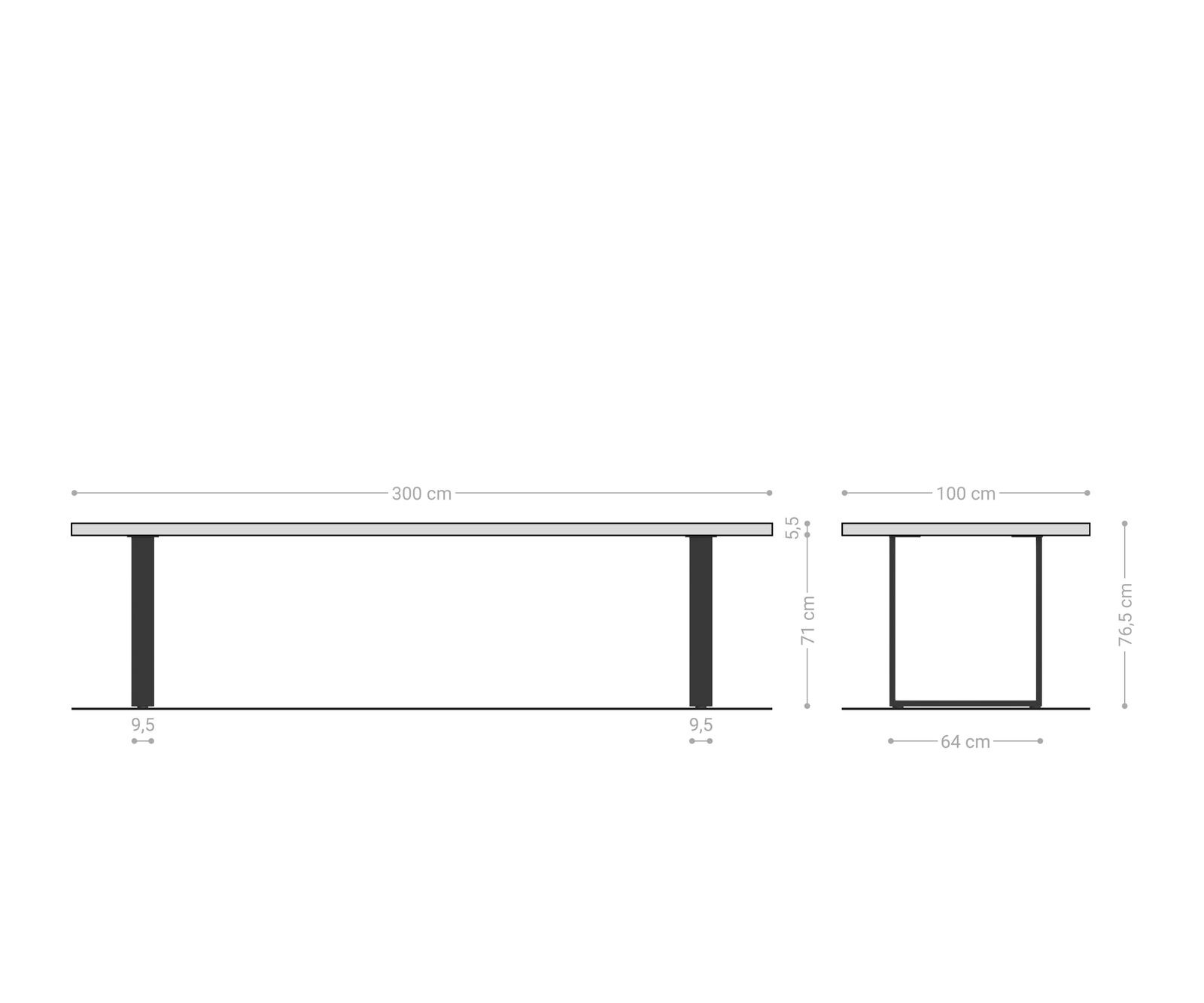Stół do jadalni Edge 300x100 XL akacja natrualna stal nierdzewna live-edge 7