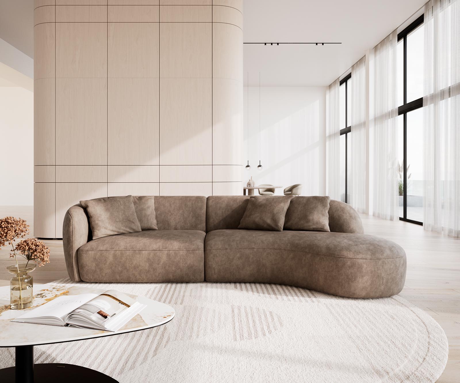 Sofa Mairi 330x160cm bouclé kremowo-biały 4