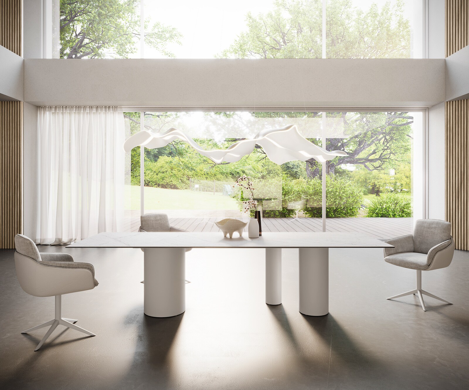 Stół do jadalni Edge 300x100cm ceramika Laminam® Statuarietto biały rama Troa metal biały 3