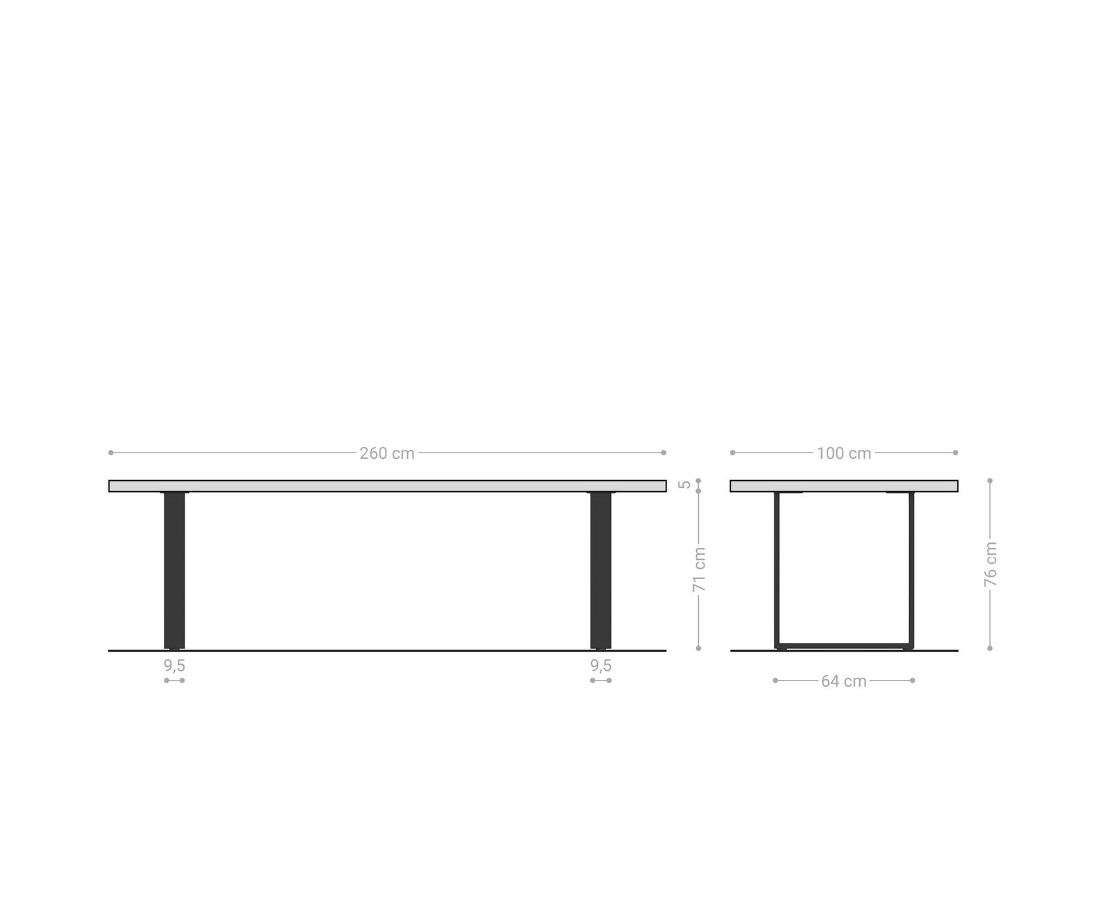 Stół do jadalni Edge 260x100 XL akacja brązowa rama wąska stal nierdzewna live-edge 7