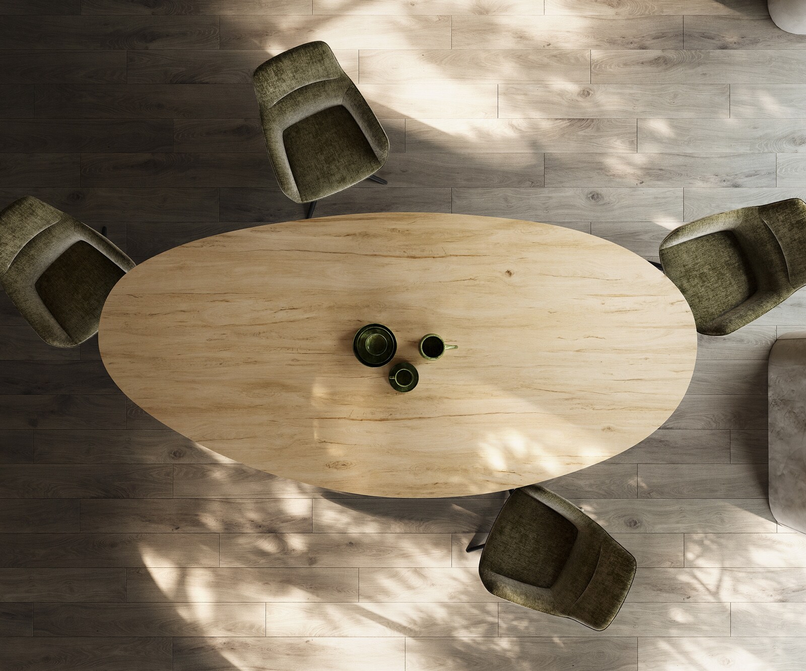 Stół do jadalni Edge owalny 280x130cm ceramika Laminam® Sabbia kolor dębowy rama Zenthara metal czarny 6
