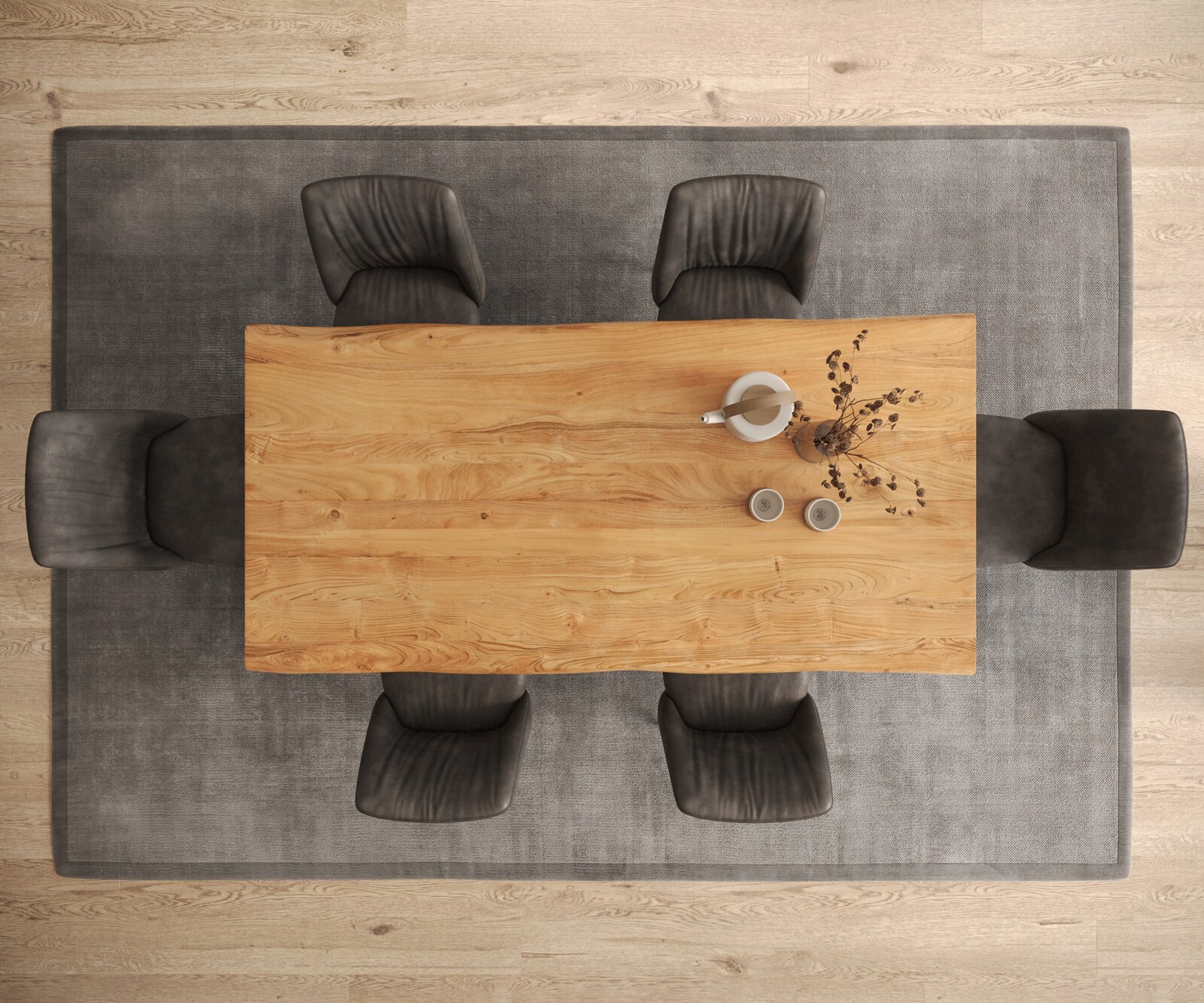 Stół do jadalni Edge 200x100 cm XL akacja naturalna rama rama Troa stal nierdzewna szczotkowana live-edge 4