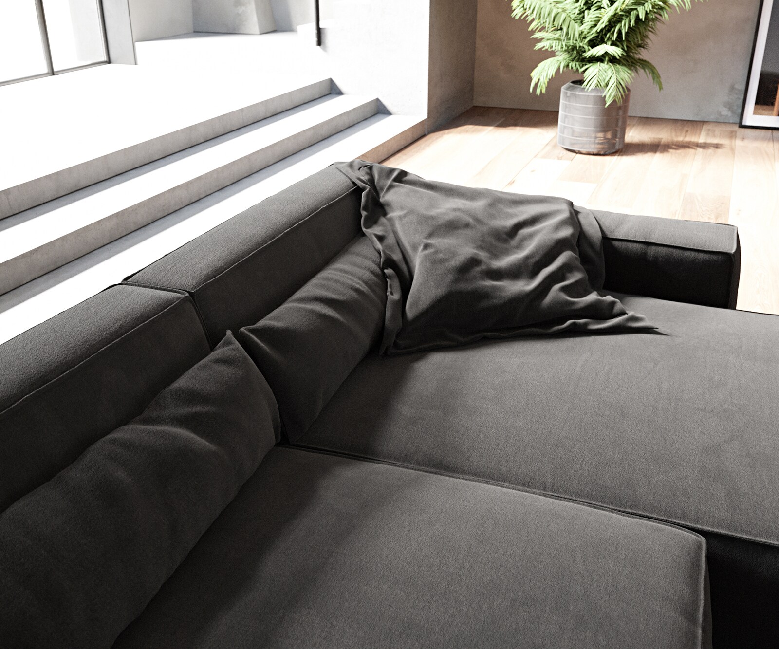 Sofa narożna Sirpio XL 370x170cm mikrofibra czarna szezlong z możliwością zmiennego ustawienia 4