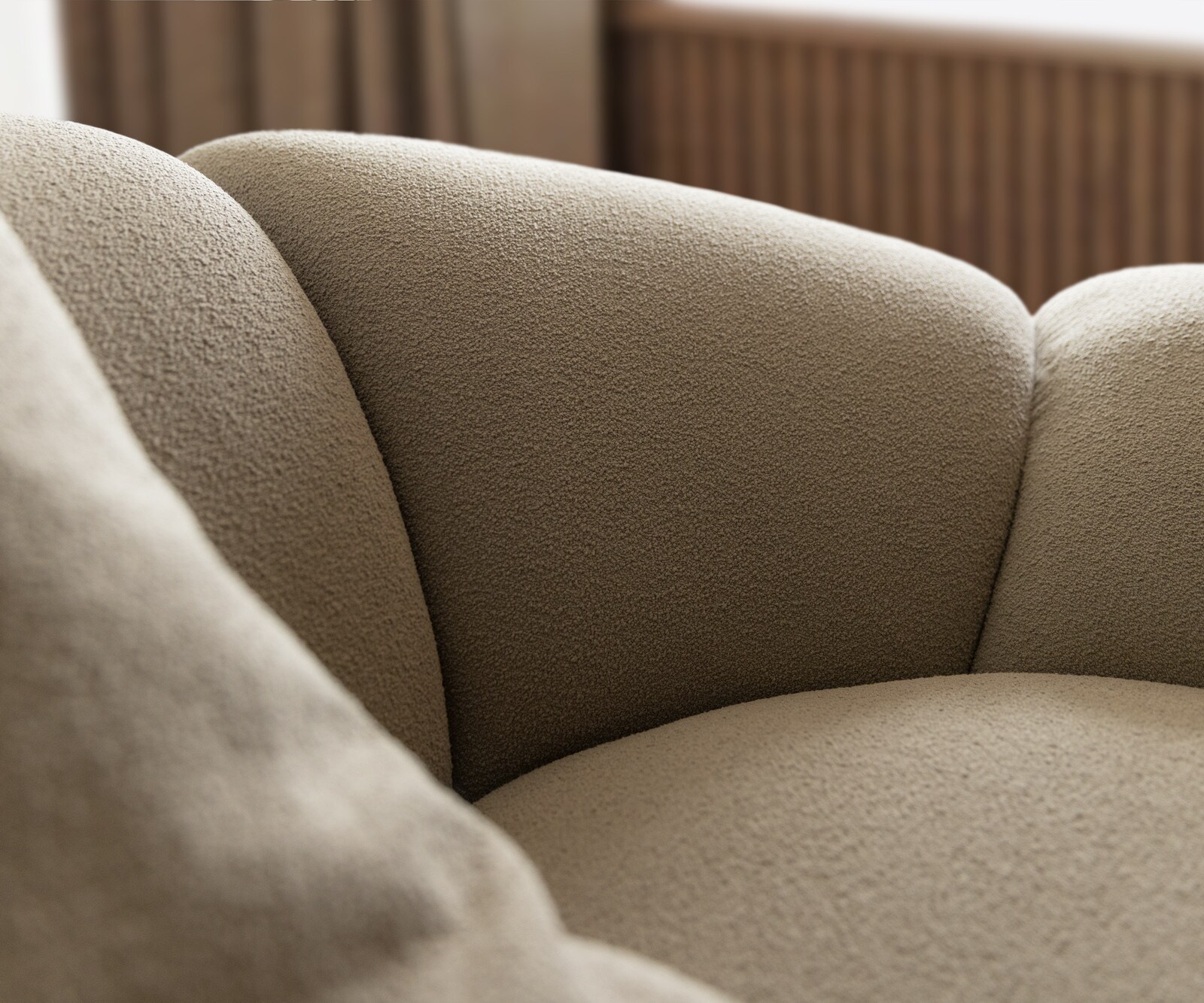 Sofa Lunna 360x175 cm miękka tkanina bouclé szaro-brązowa 2 poduszki 3