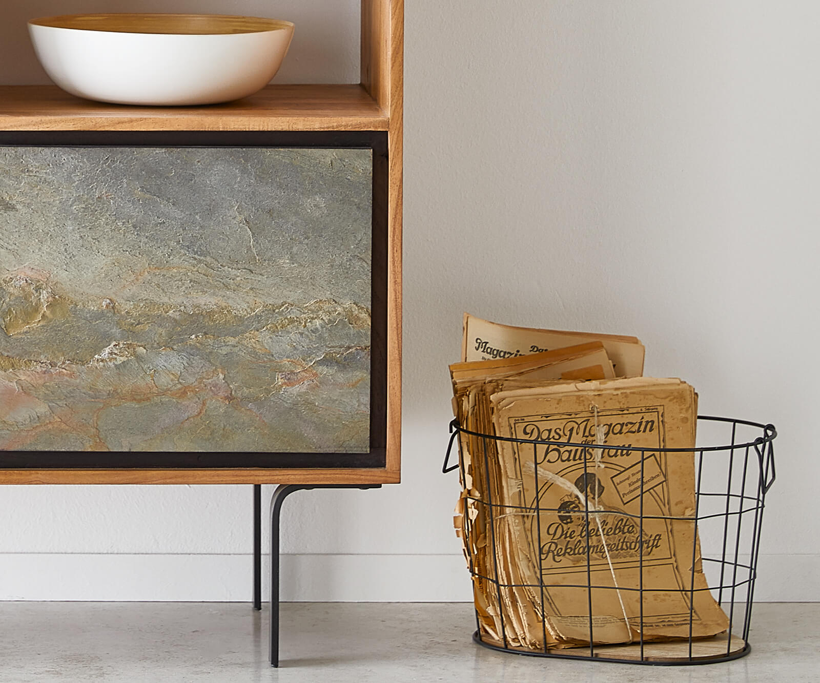 Kredens Juwelo 88x135cm akacja naturalna z fornirem kamiennym 6