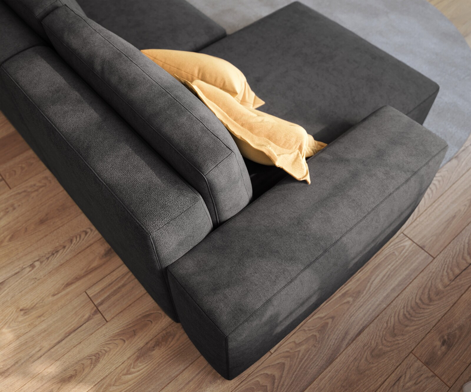 Sofa narożna Lanzo L 260x160 cm mikrofibra czarna szezlong z możliwością obustronnego montażu z pufem 5