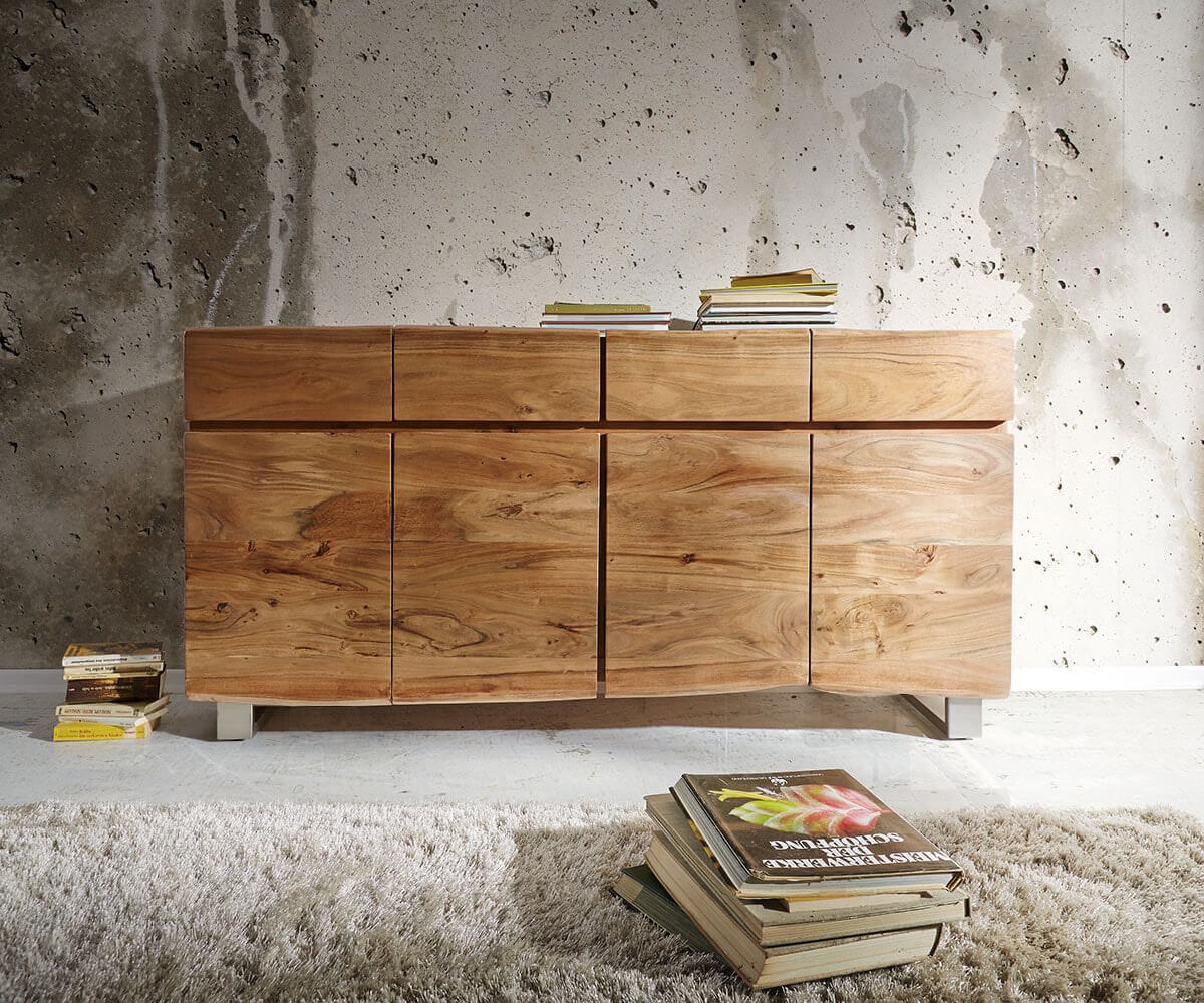 Komoda Live-Edge 172 cm akacja naturalna 4 drzwi 4 szuflady