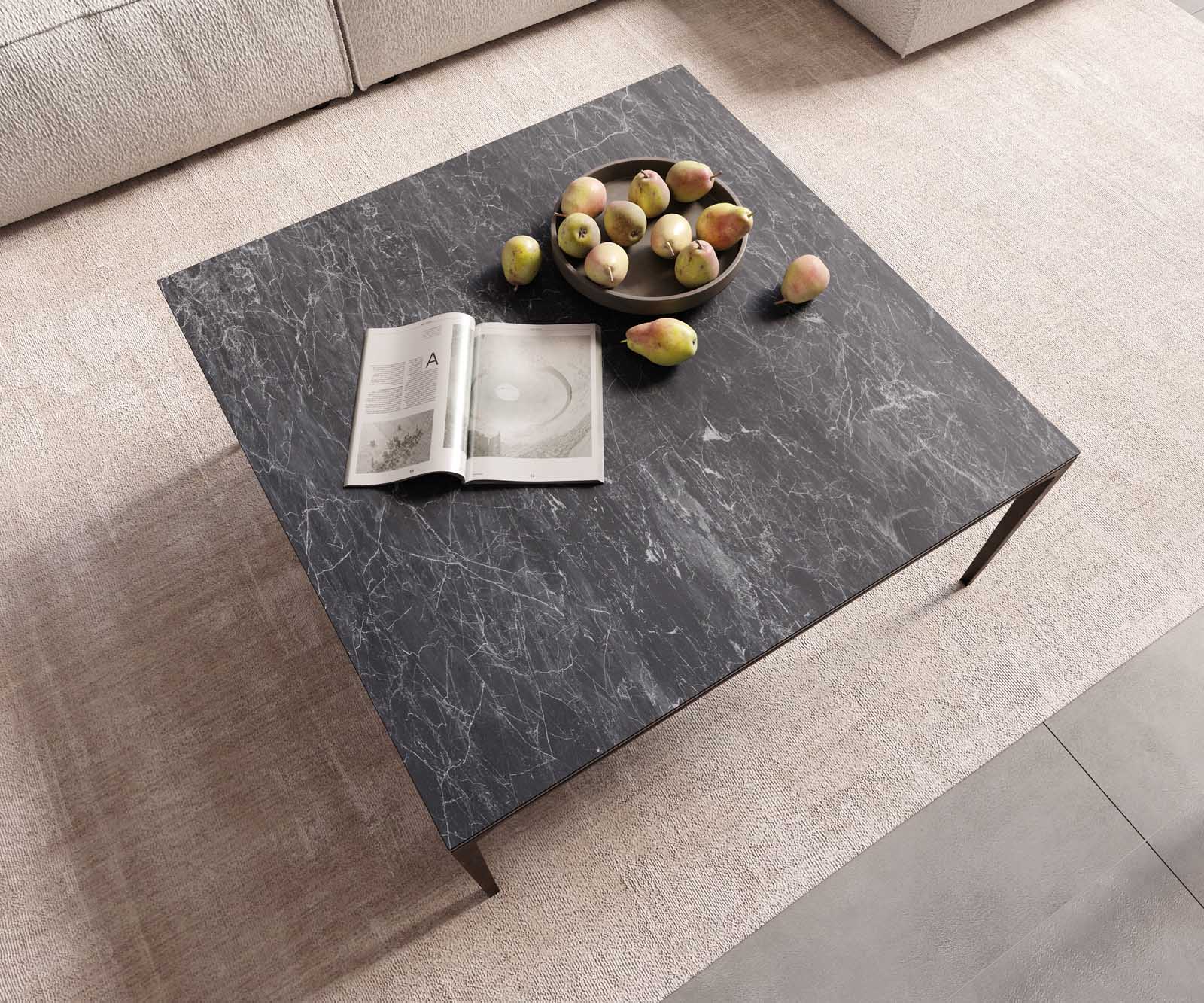Stolik kawowy Levente 85x85cm ceramika Laminam® Nero Greco antracyt rama metal czarny 4