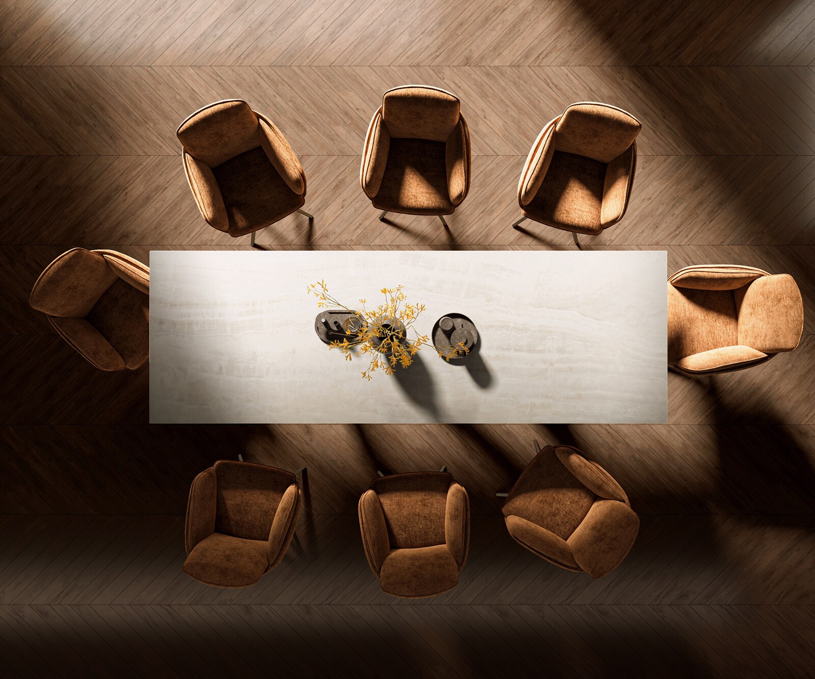 Stół do jadalni Edge 300x100 cm ceramika Onyx Champagne rama Spider stal nierdzewna kolor grafitowy 6